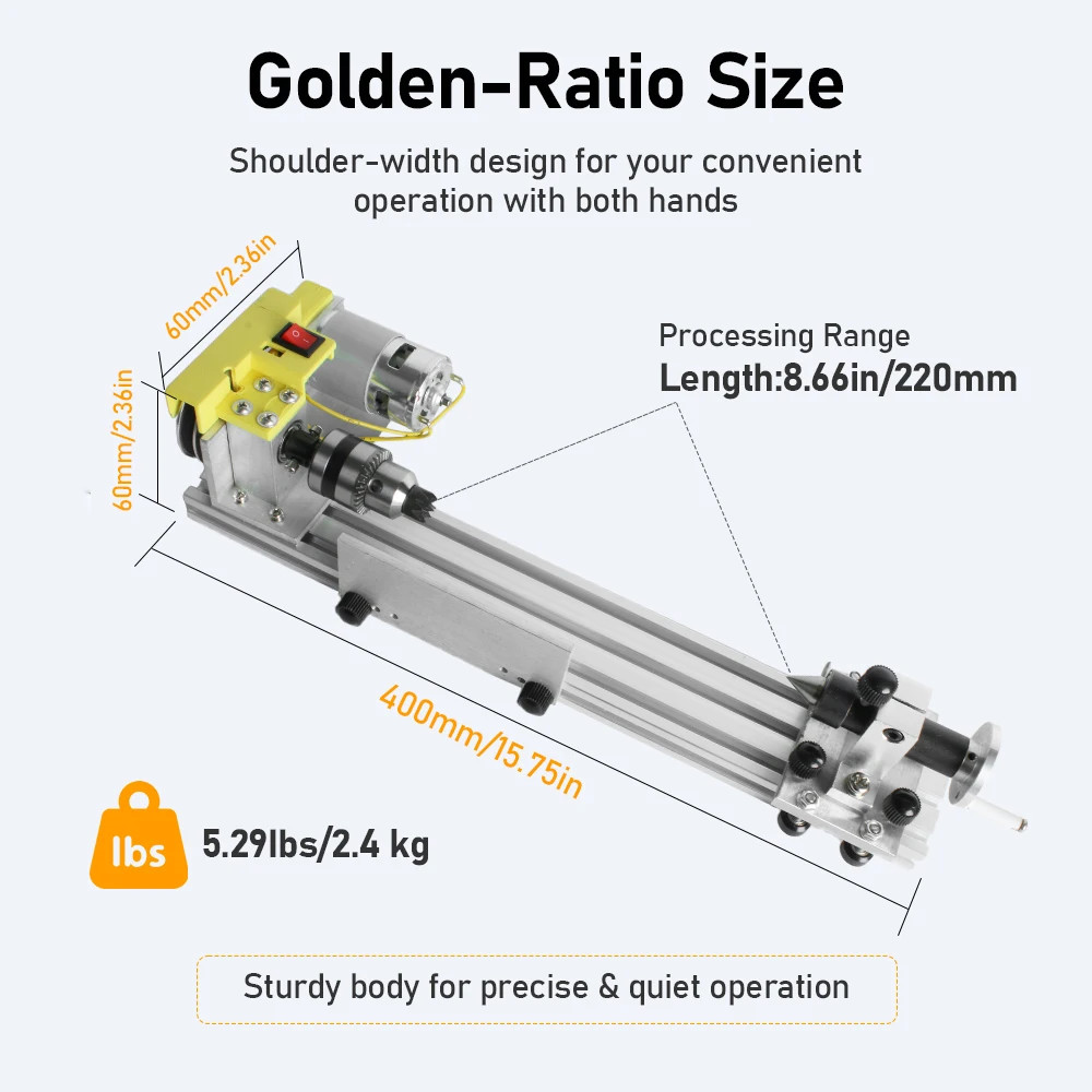 Multifunctional Mini Lathe Bead Polisher Grinder 200-3600RPM Variable Speed Wood