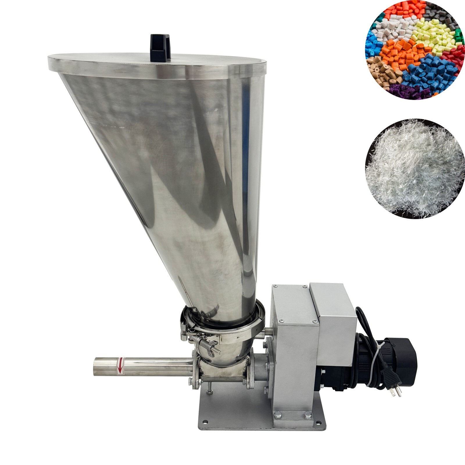 220V 1PH Single Screw Feeder for Granule/Glass Fiber/Sheet Materials 0.6-3kg/h