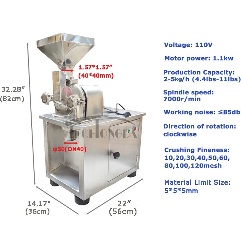 110V Hammer Universal Mill Pulverizer Chemical Grain Medcine Grinder Machine