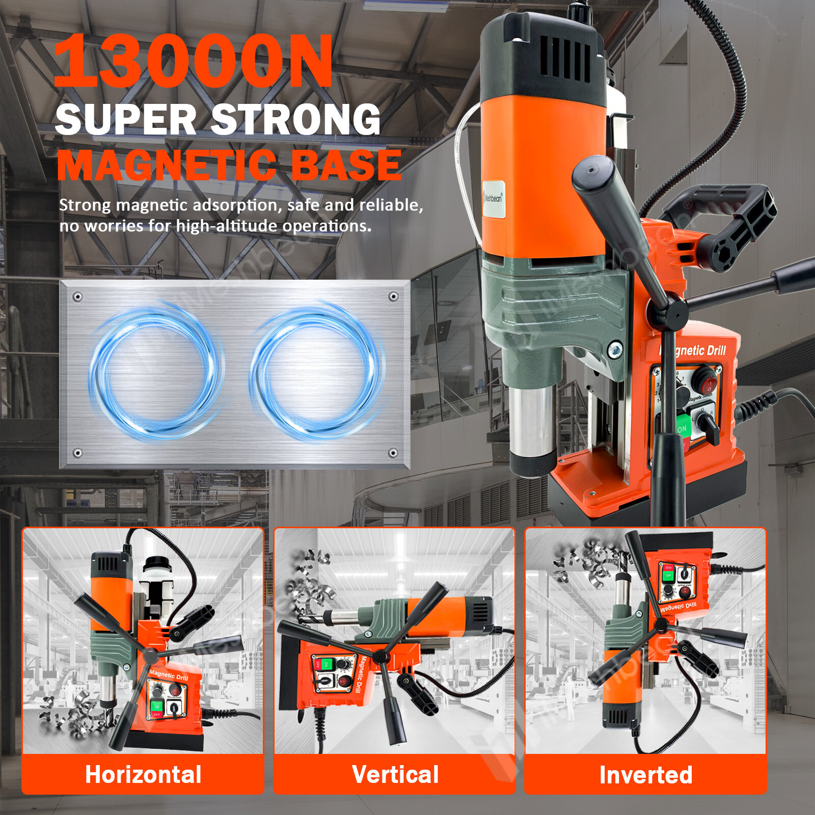 Magnetic Drill Press 1400W 13000N 810RPM 2″ Coring/Tapping/Drilling Machine