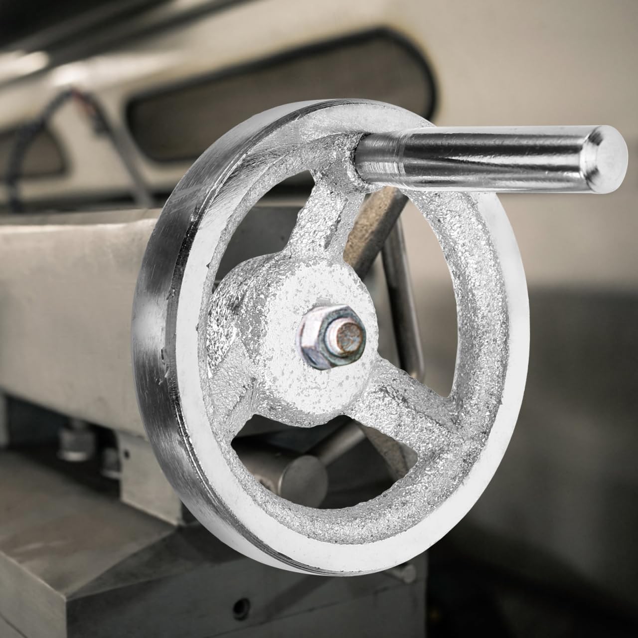 Cast Iron Handwheel Chrome Plating Square Edge Crank Handle 3.07×2.95×2.95 In