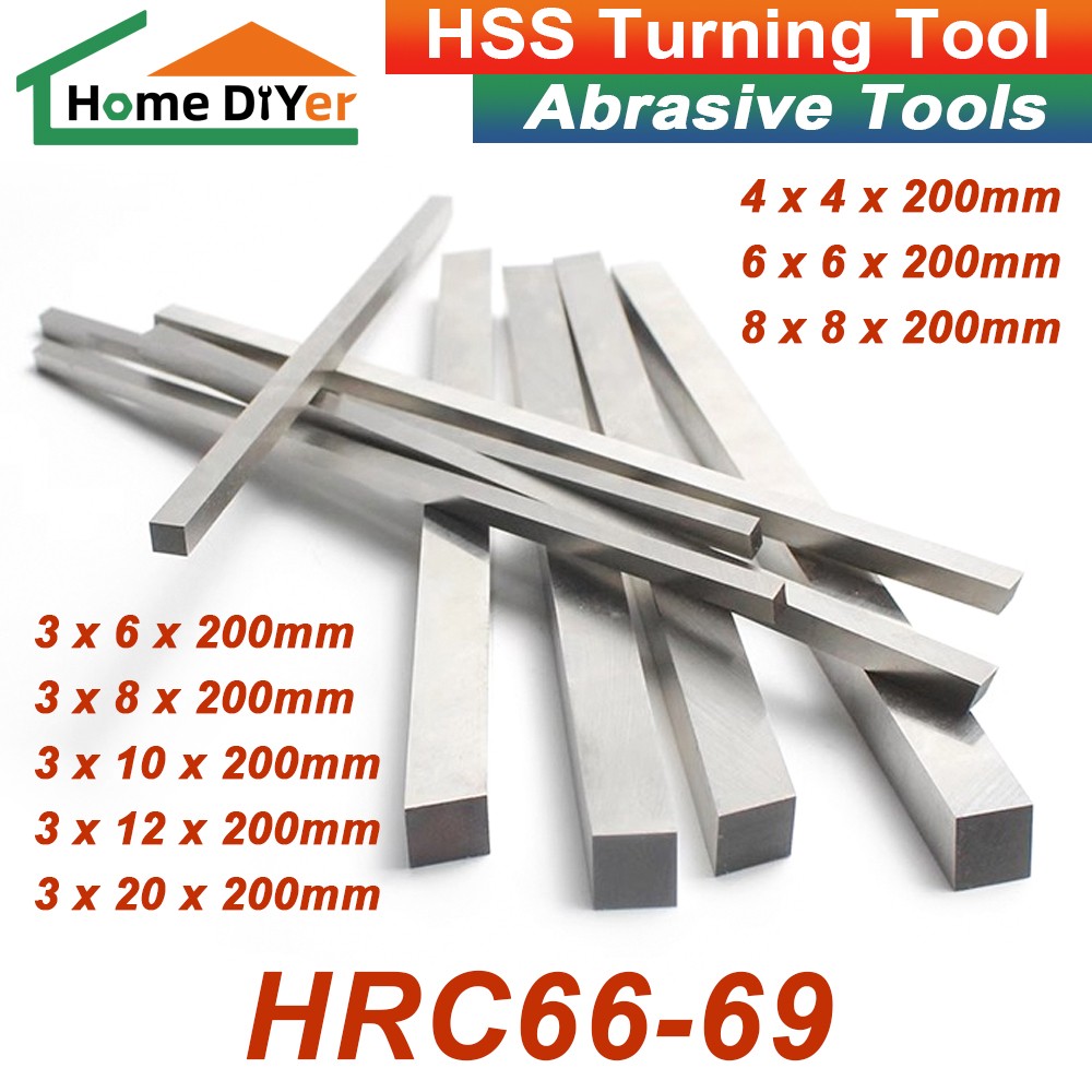 HSS Lathe Tool Steel Square Tool High Speed Steel Turning Tool 3/4/6/8mm Thick