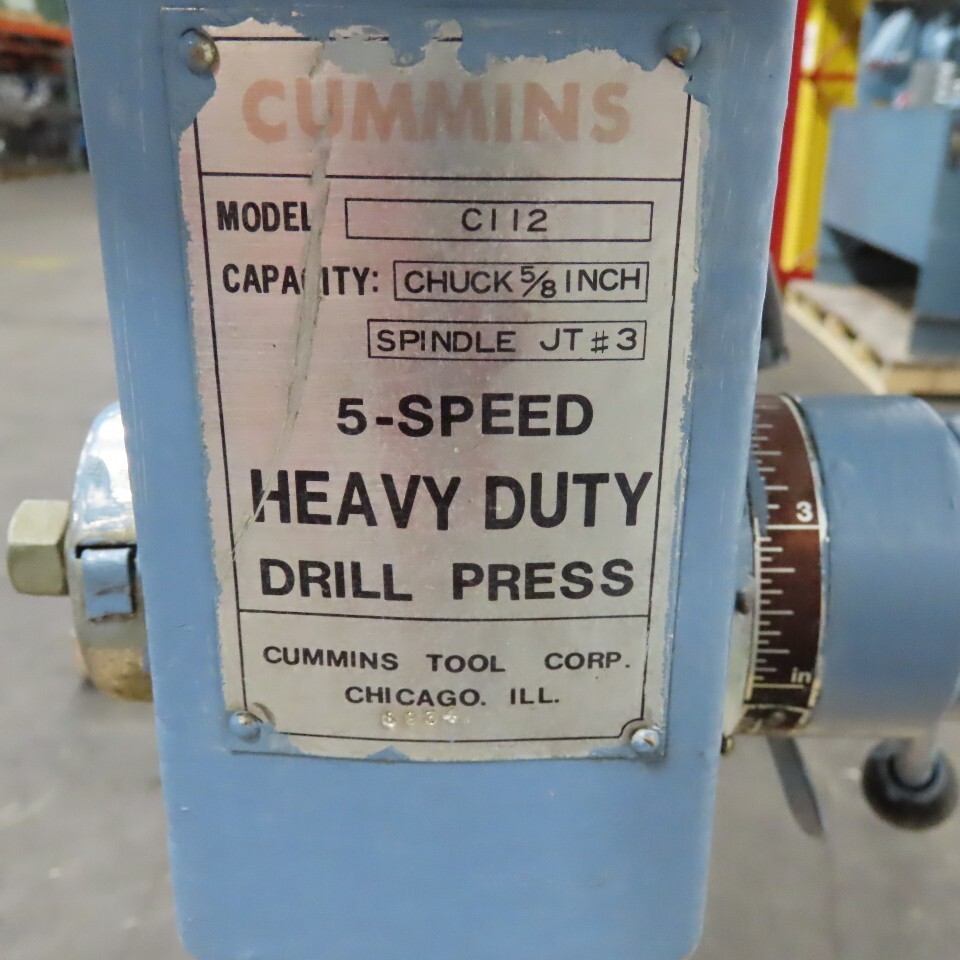 Cummins C112 13″ Bench Model Drill Press 6″ Throat 115/230V 1/2Hp 5 Speed