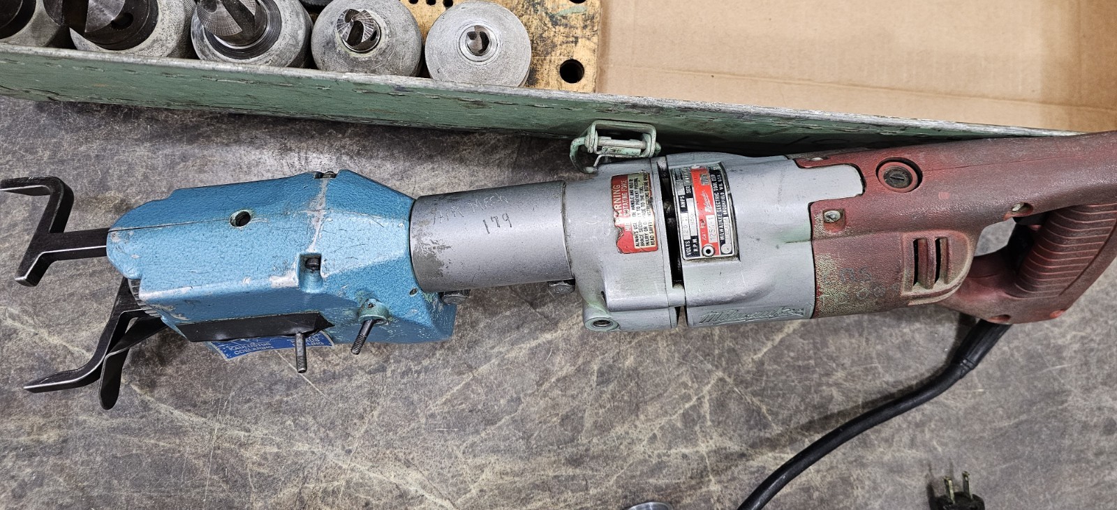 T-Drill T-50 Corded Copper Pipe Notcher Forming kit With 7 Bits GUC -Milwaukee