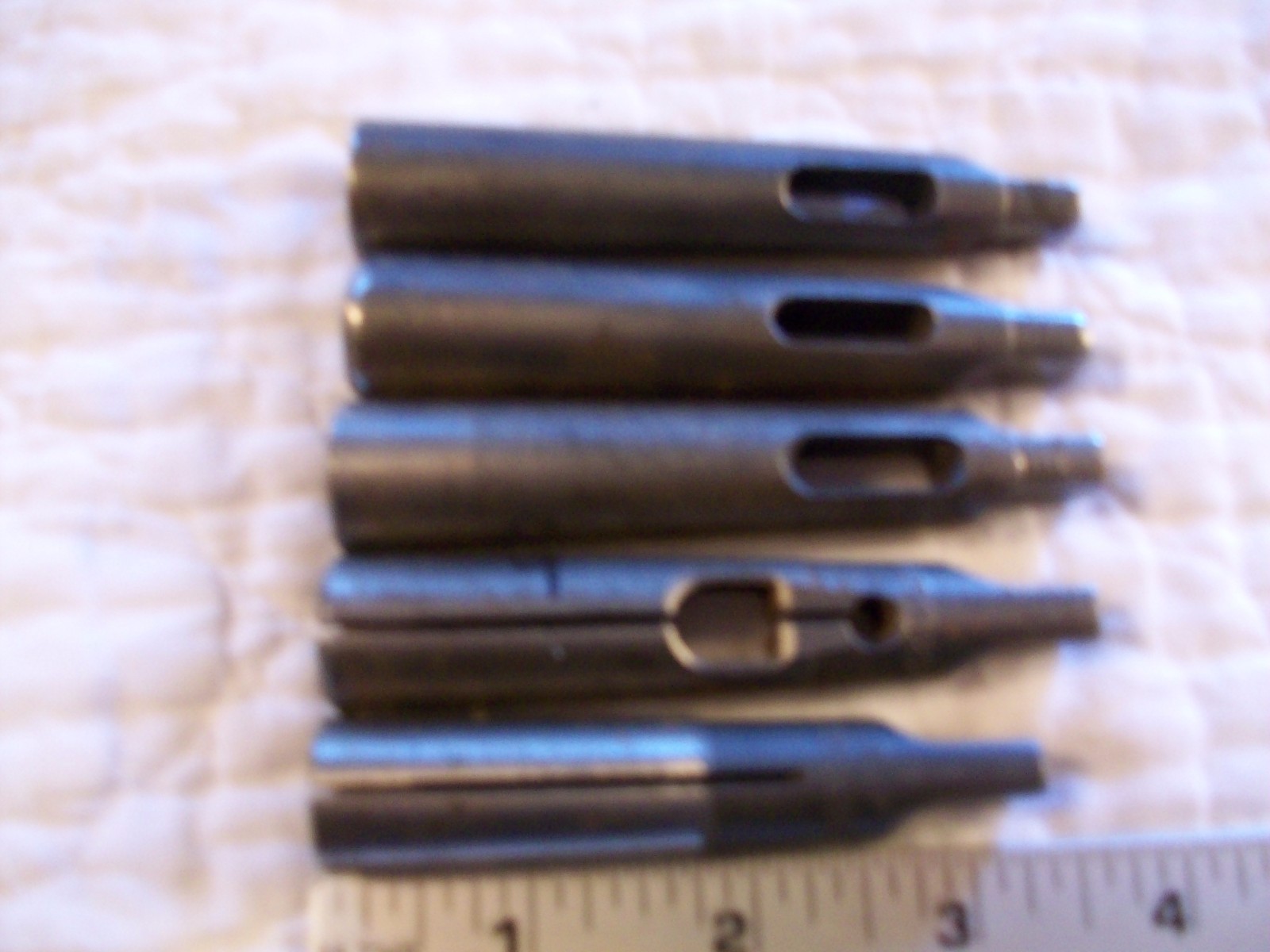 Five Assorted #2 Morse Taper Tap Sleeve or Arbors 3 1/4″ to 3 5/8″ Long