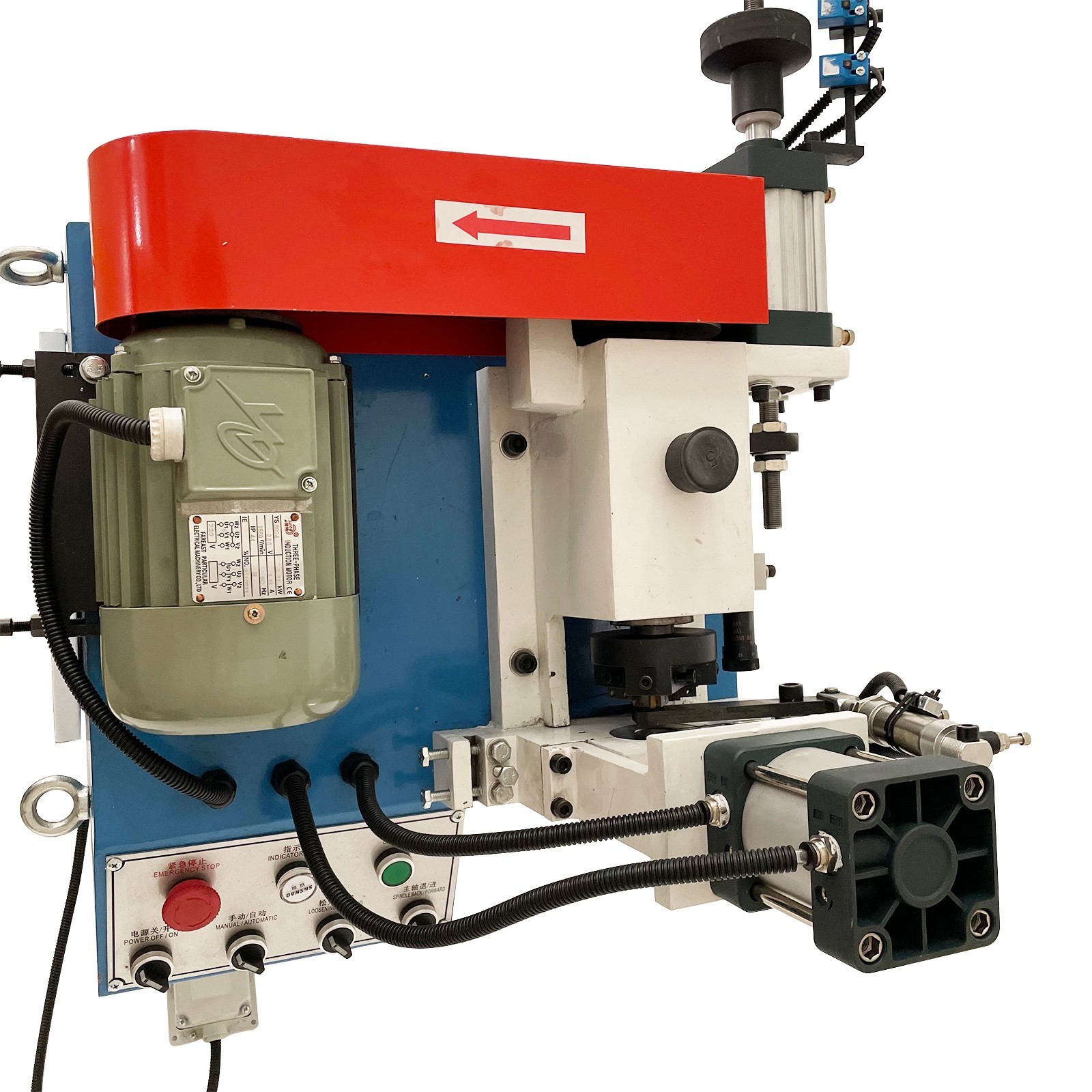 220V 3PH Single End Pneumatic Round Bar Chamfering Bevelling Deburring Machine