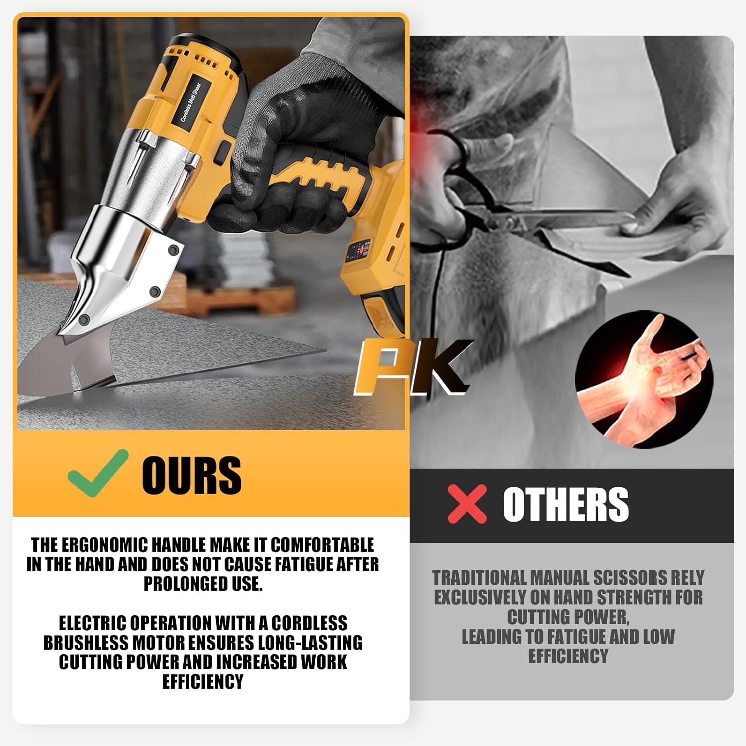 Cordless Sheet Metal Cutter Brushless for De-Walt 20V Max Battery(Tool Only), Me