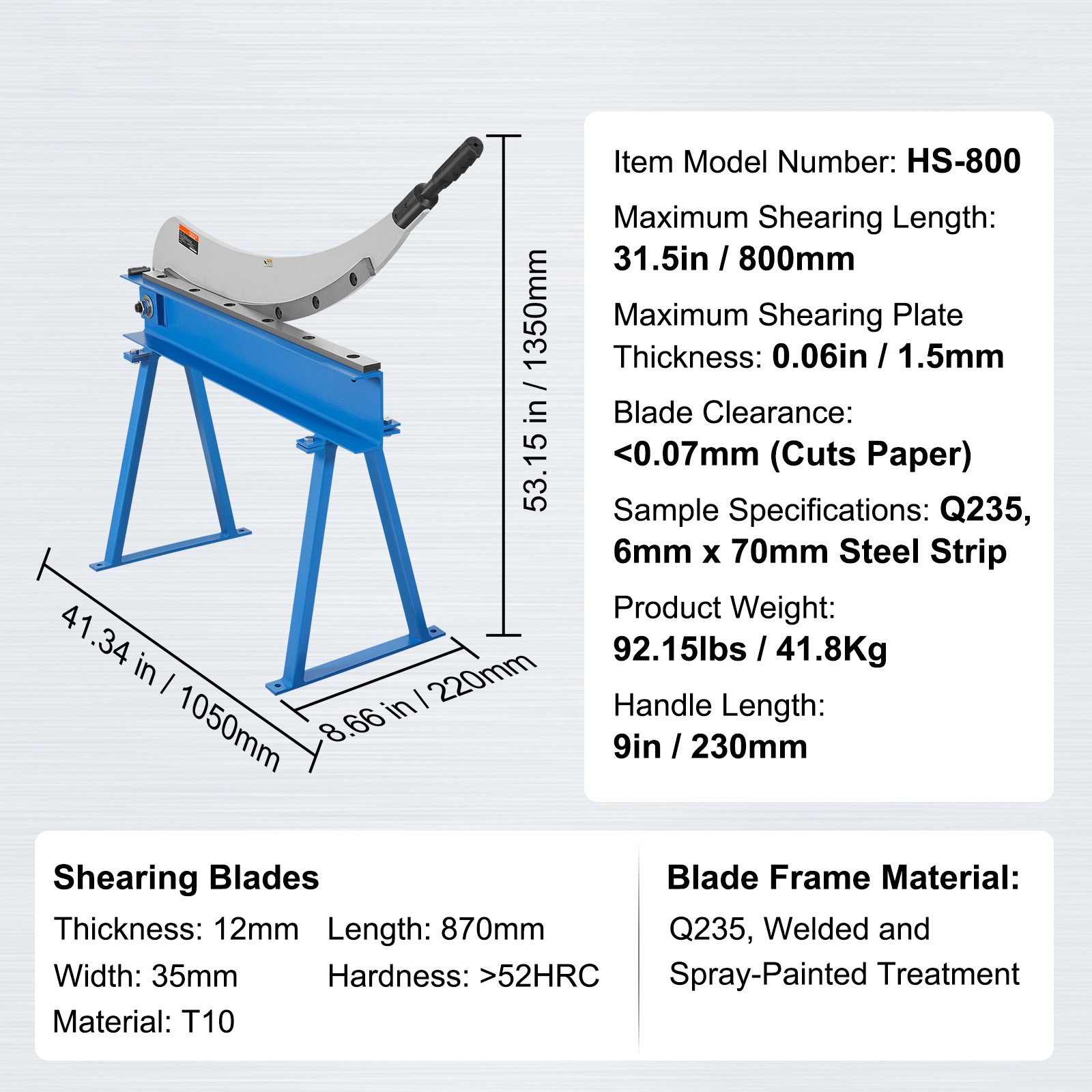 Uimoso 32″Manual Hand Plate Shear Machine for Metal Sheet Cutting and Processing