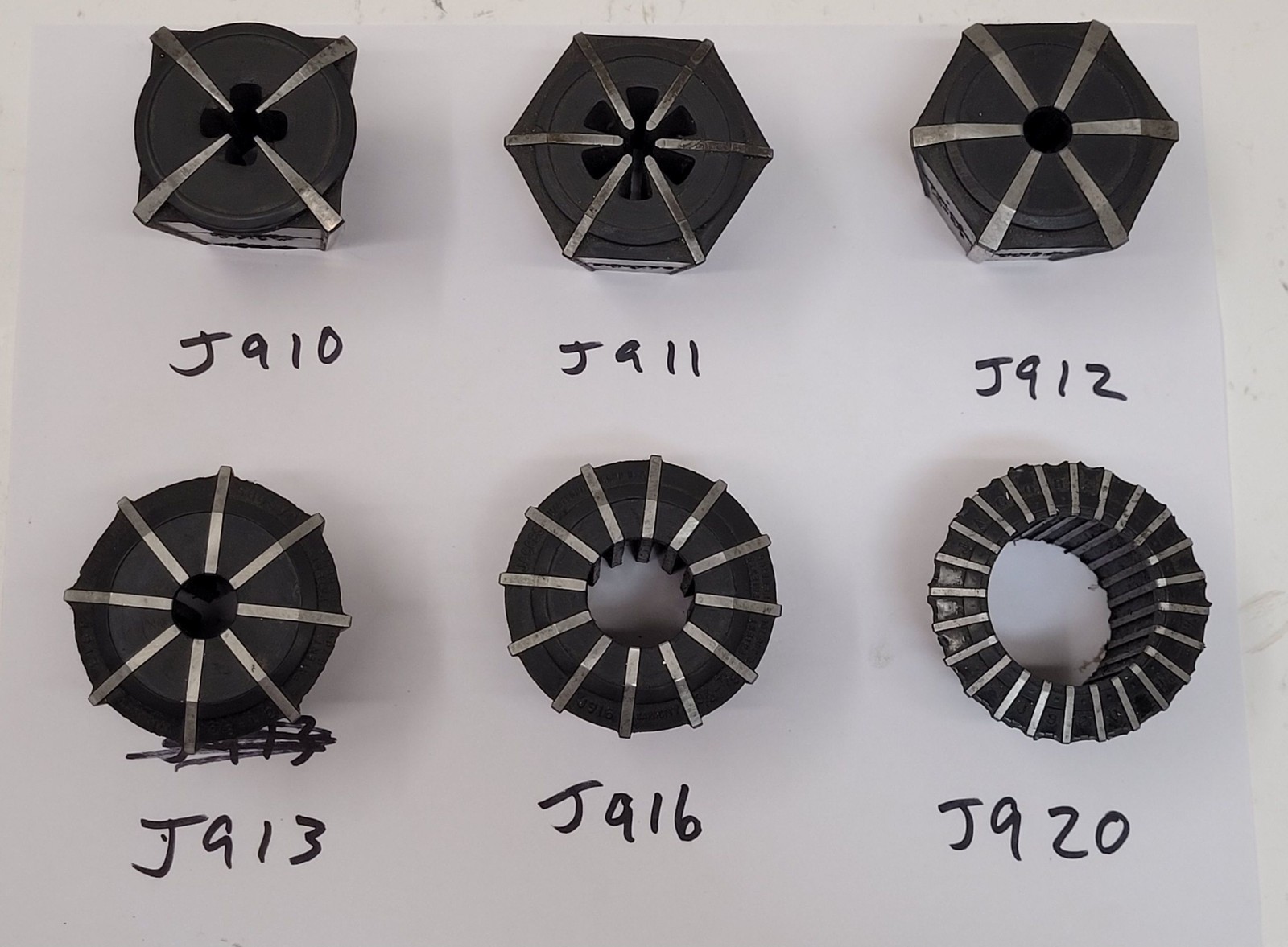 Jacobs Rubber Flex Collets – Various Sizes – Set of 6