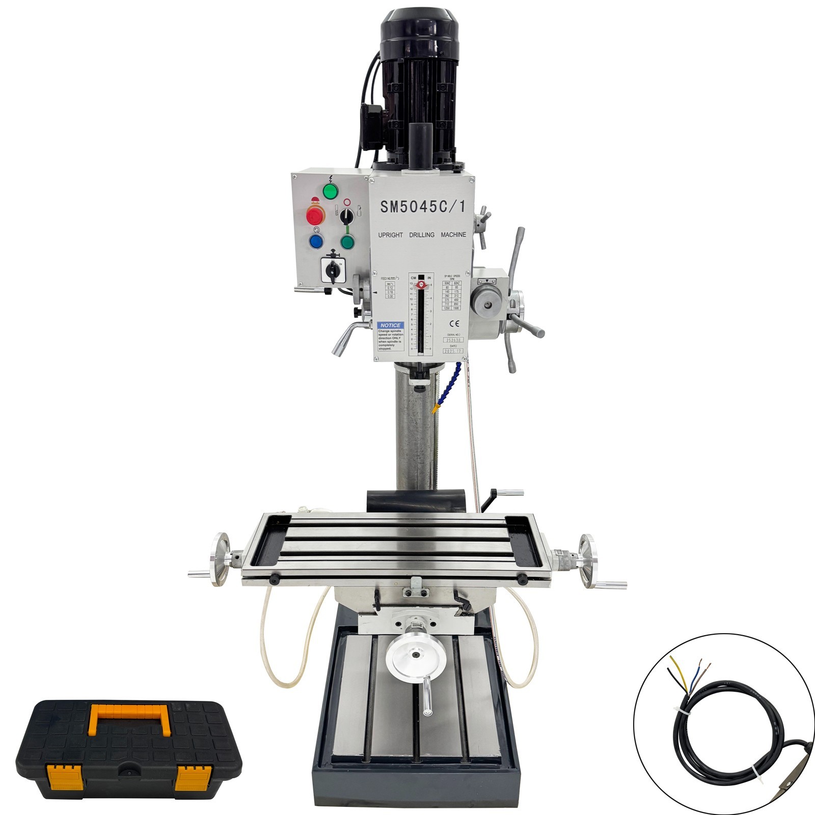 220V 3PH Gear Head Vertical Drill Press Automatic Feed Drilling Milling Machine