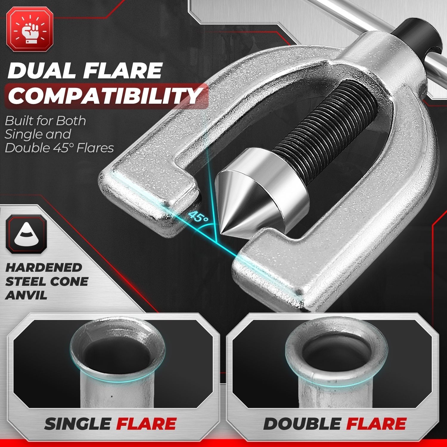 SAE 45 Degree Double Flare Brake Line Flaring Tool Kit 3/16, 1/4, 5/16, 3/8, 1/2