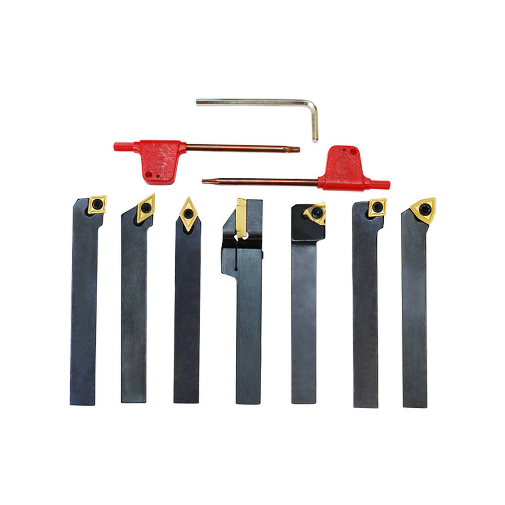 Carbide Indexable Turning Tool 3/8″ 7 pc Lathe Tool Bit Set Thread Insert+Holder