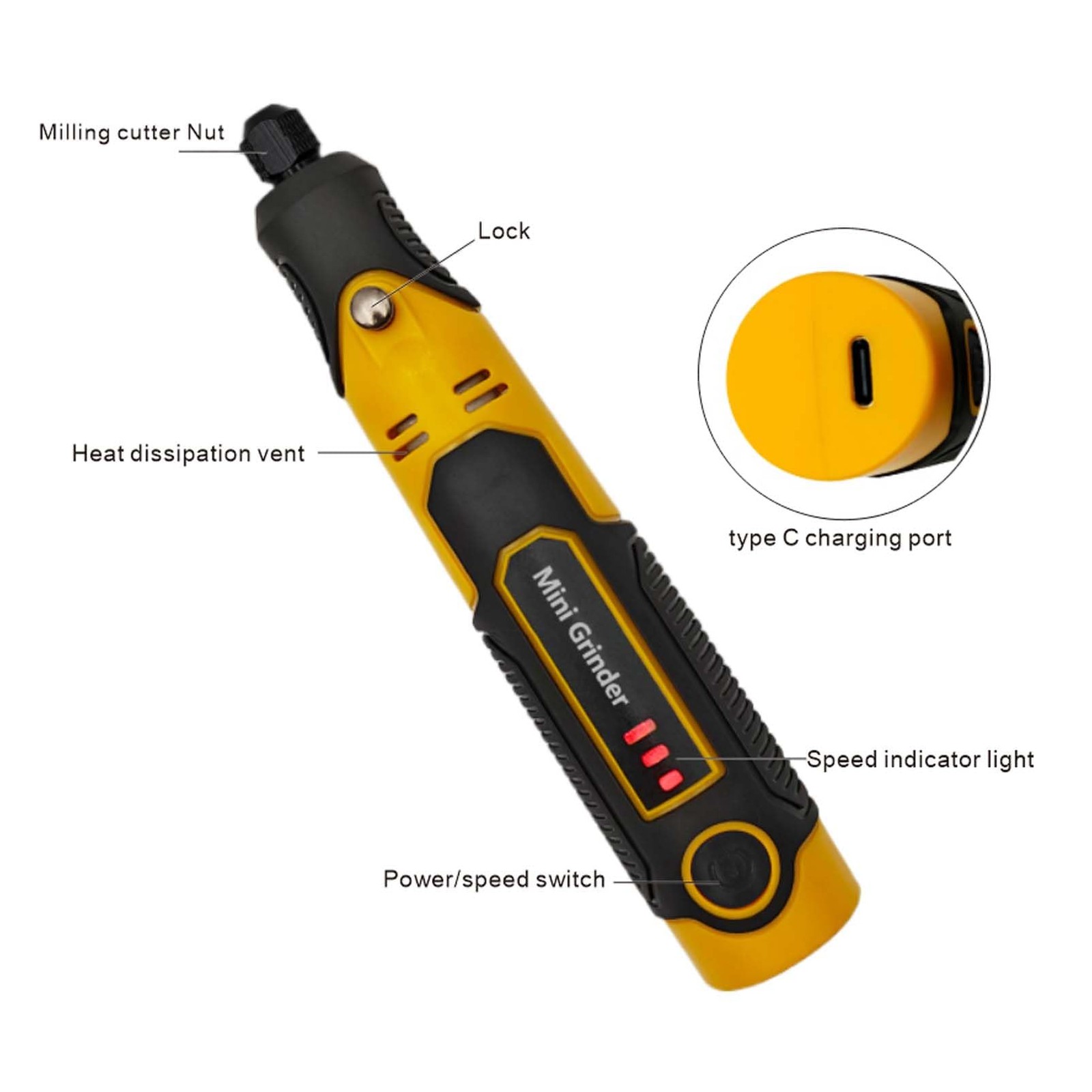 Wireless Handheld Electric Grinding and Engraving Pen with 58 Bits, Black