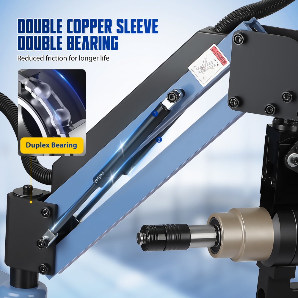 M3-M16 Universal Electric Tapping Machine 360° Flexible Arm 375rpm w/ 9 Collets