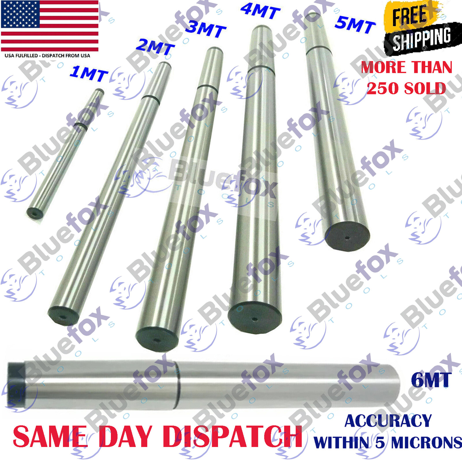 Lathe Alignment Test Bar Shank Size 1MT, 2MT, 3MT, 4MT, 5MT, 6MT Bluefox