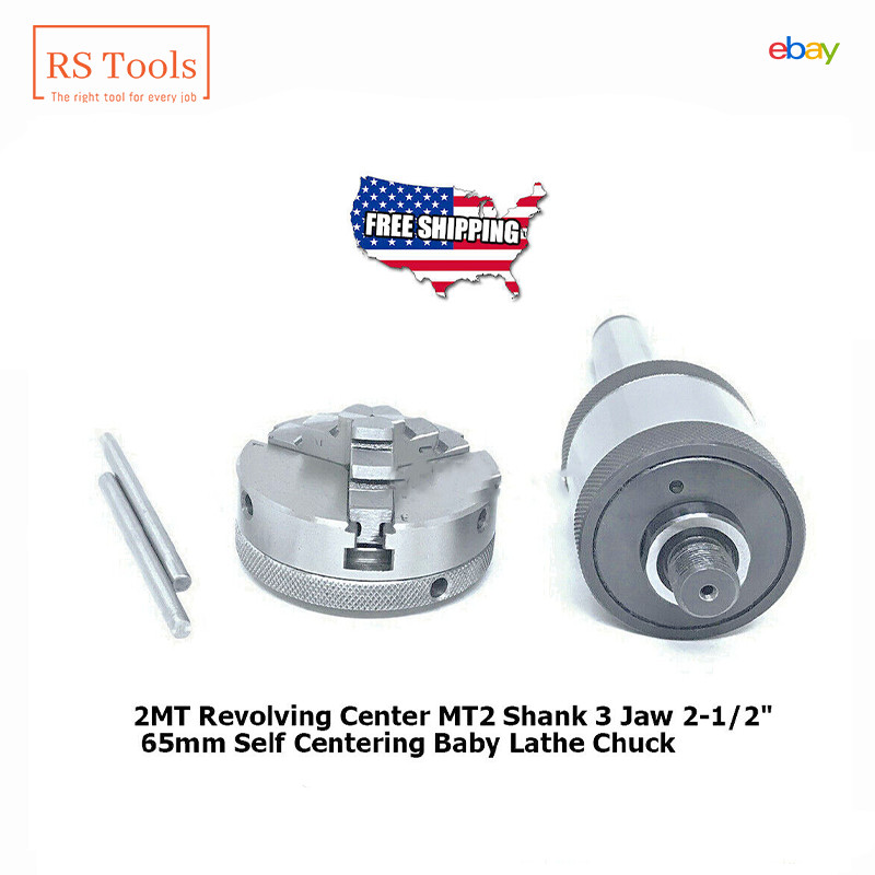 2MT Revolving Center 3 Jaw 2-1/2″ 65mm Self Centering Baby Lathe Chuck RSTOOLS