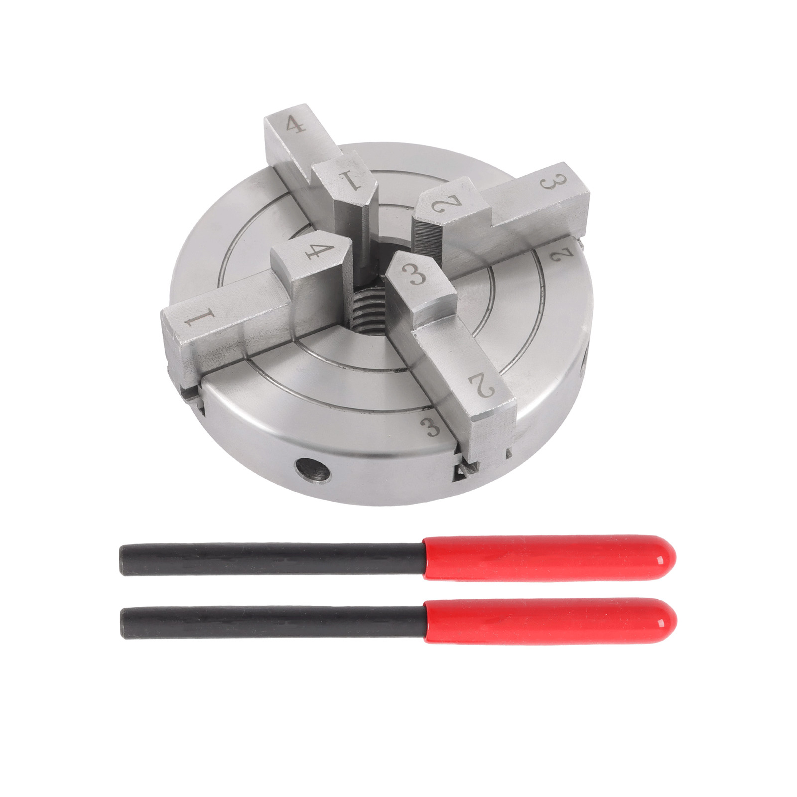 4″ Hardened Steel 4 Jaw Lathe Chuck Set 1×8 TPI Self Centering Chuck