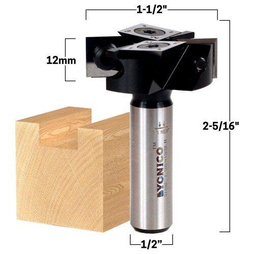 Insert Cutter Spoilboard Router Bit 1-1/2″ Diameter 1/2″ Shank – Yonico 51250