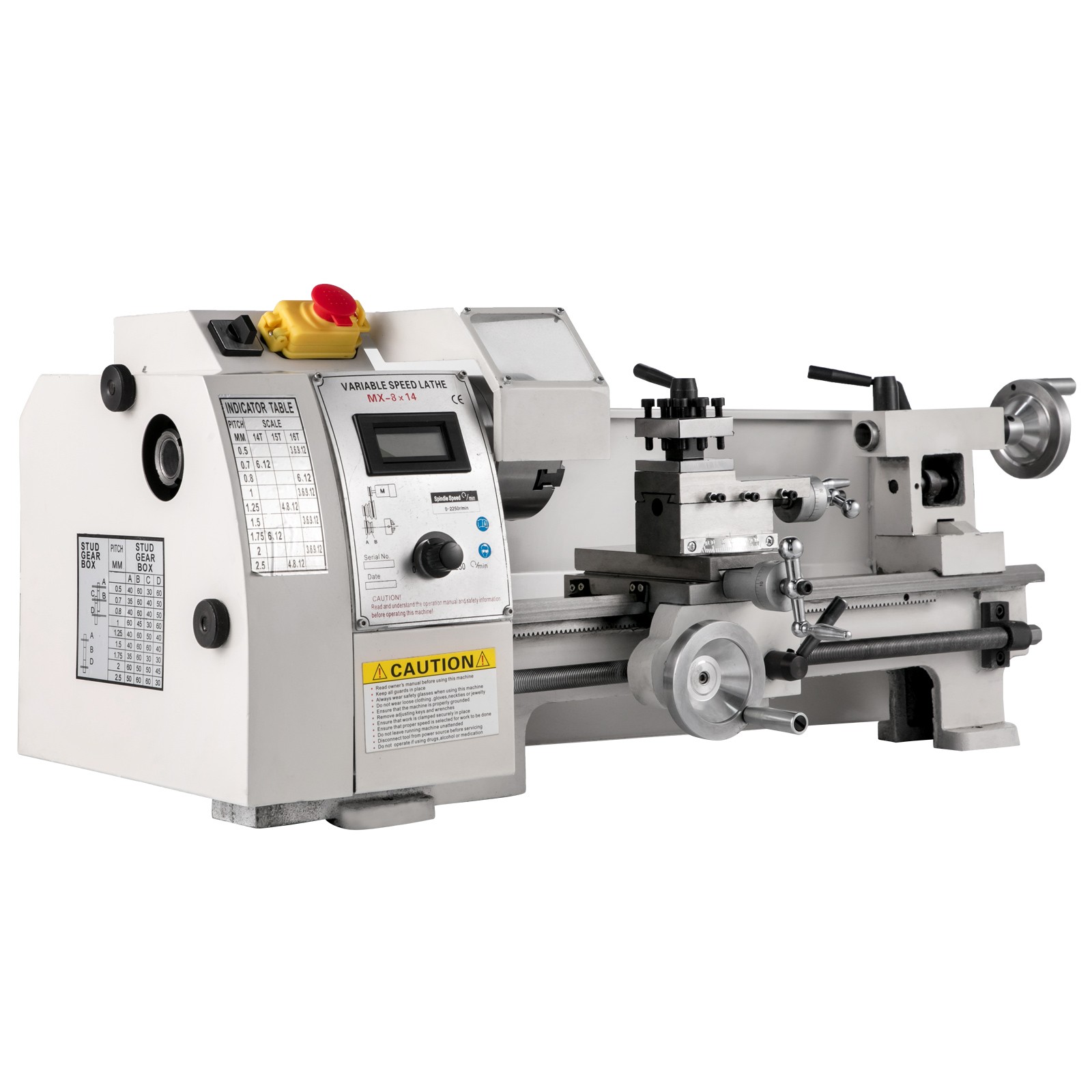 Mini Metal Lathe 8″x14″ Metalworking Machine Variable Speed 2250 RPM 600W 110V