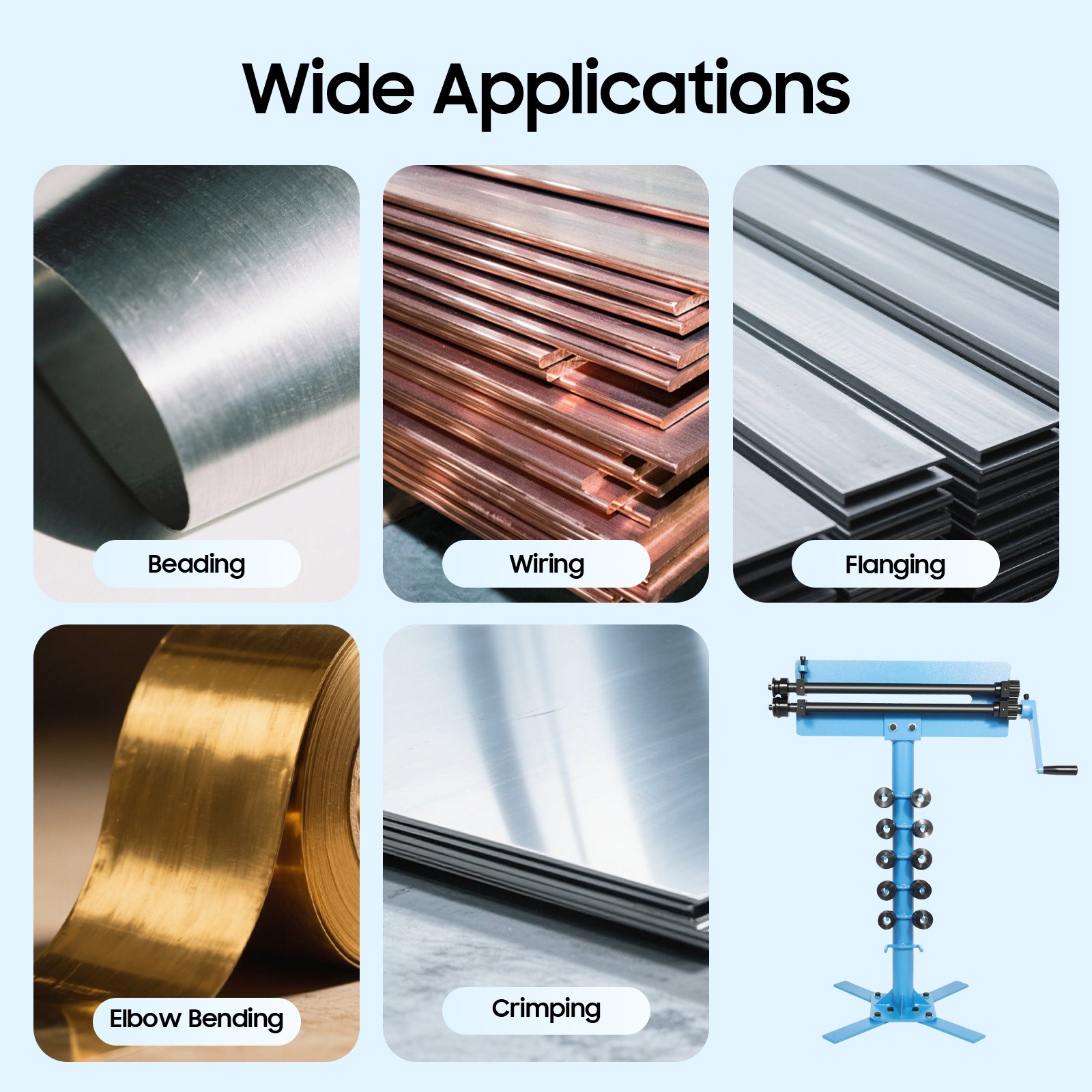 Manual Bender Bead Roller Sheet Metal Bending Machine 6 Pairs Profile Roller