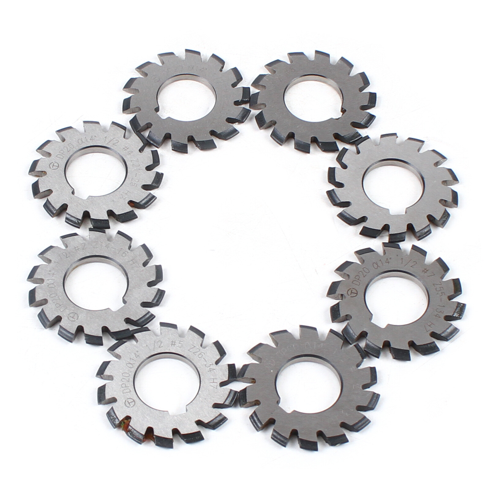8Pcs Involute Gear Cutter DP20 DP12 PA14-1/2 HSS 8H Set 14.5° Tool Dia 55mm