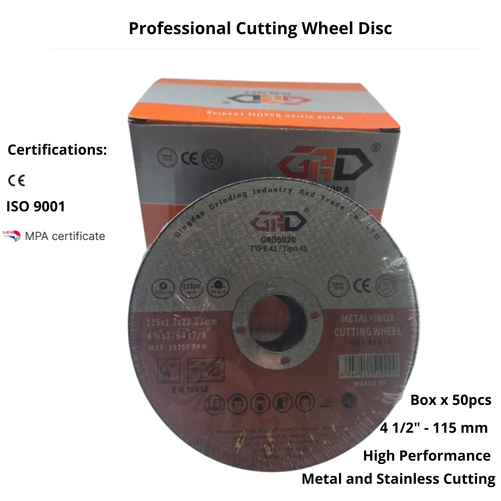GRD Professional Cutting Disc 4 1/2″ (115 mm) Cut-off Wheels Metals. 25 PCS