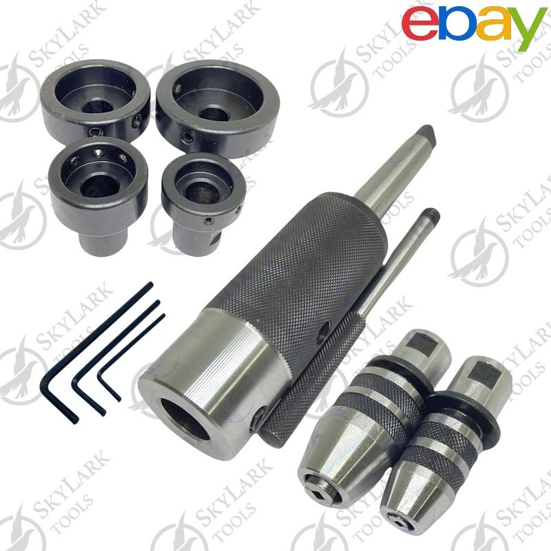 MT2 Sliding Floating Lathe Tailstock Tap & Die Holder Set 9Pc | Morse Taper MT2