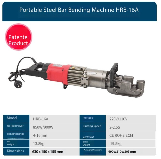 Handheld Hydraulic Rebar Bender Electric Portable Bending Machine Rebar Bending