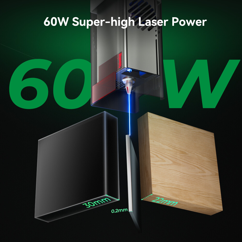 Creality Falcon2 Pro 60W Enclosed Laser Engraver 25000mm/min Speed w/1.6W Module
