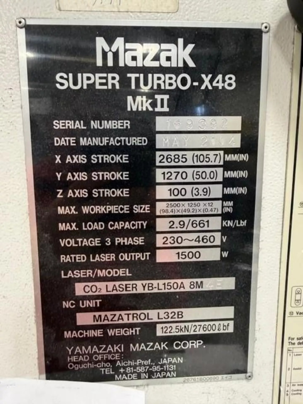 Mazak #Super Turbo X-48 CNC Laser & LaserSharp #LPM100
