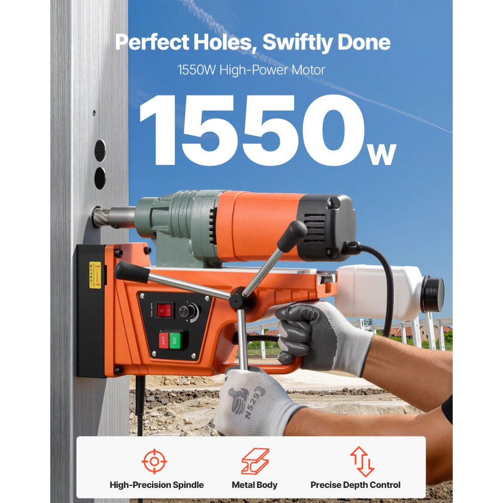 1550W Magnetic Drill 2 Inch Coring Diameter 2922 lbf Magnetic Force 0-550 RPM