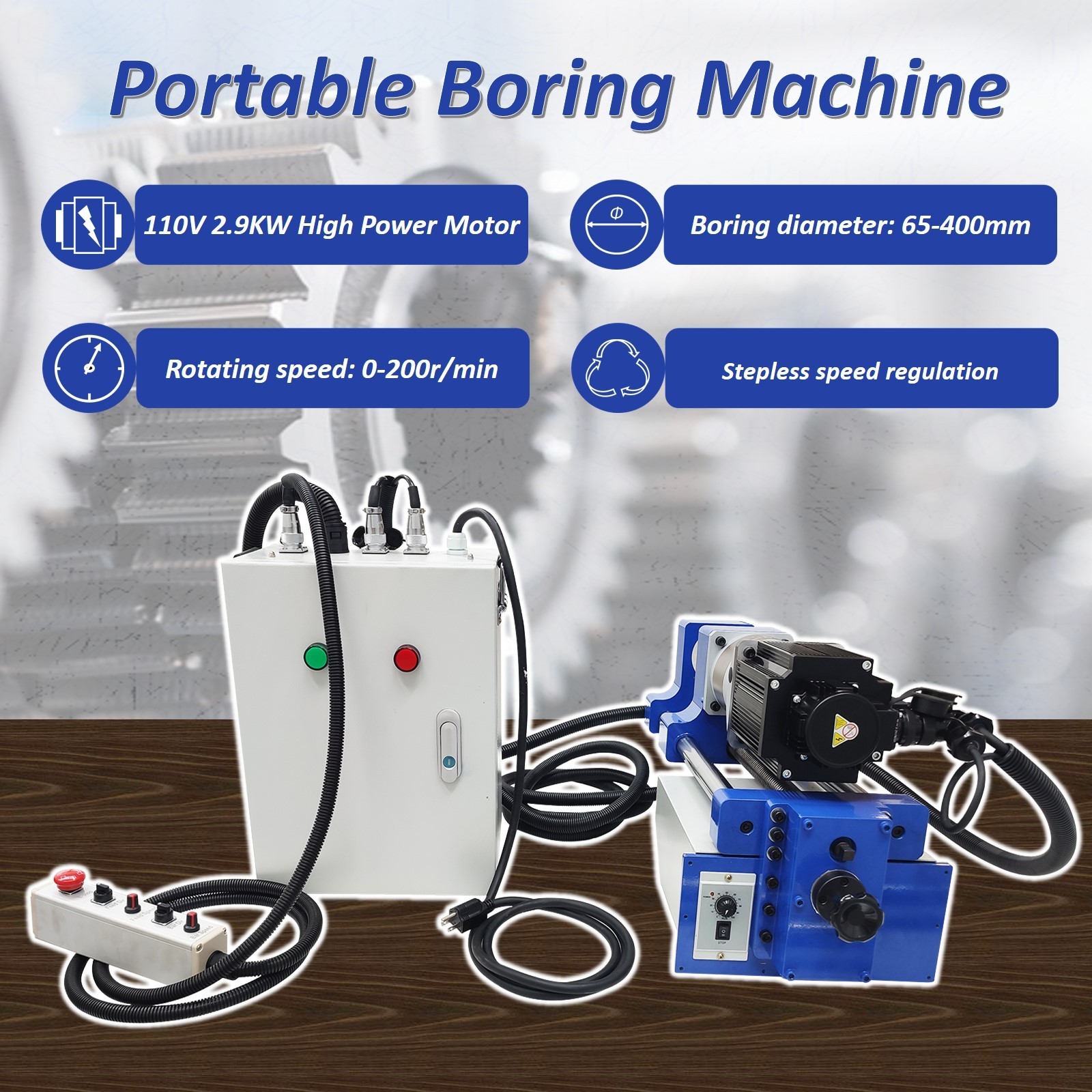 110V Portable Line Boring Machine，Professional Boring Tool，2.36″x63″ Boring Bar