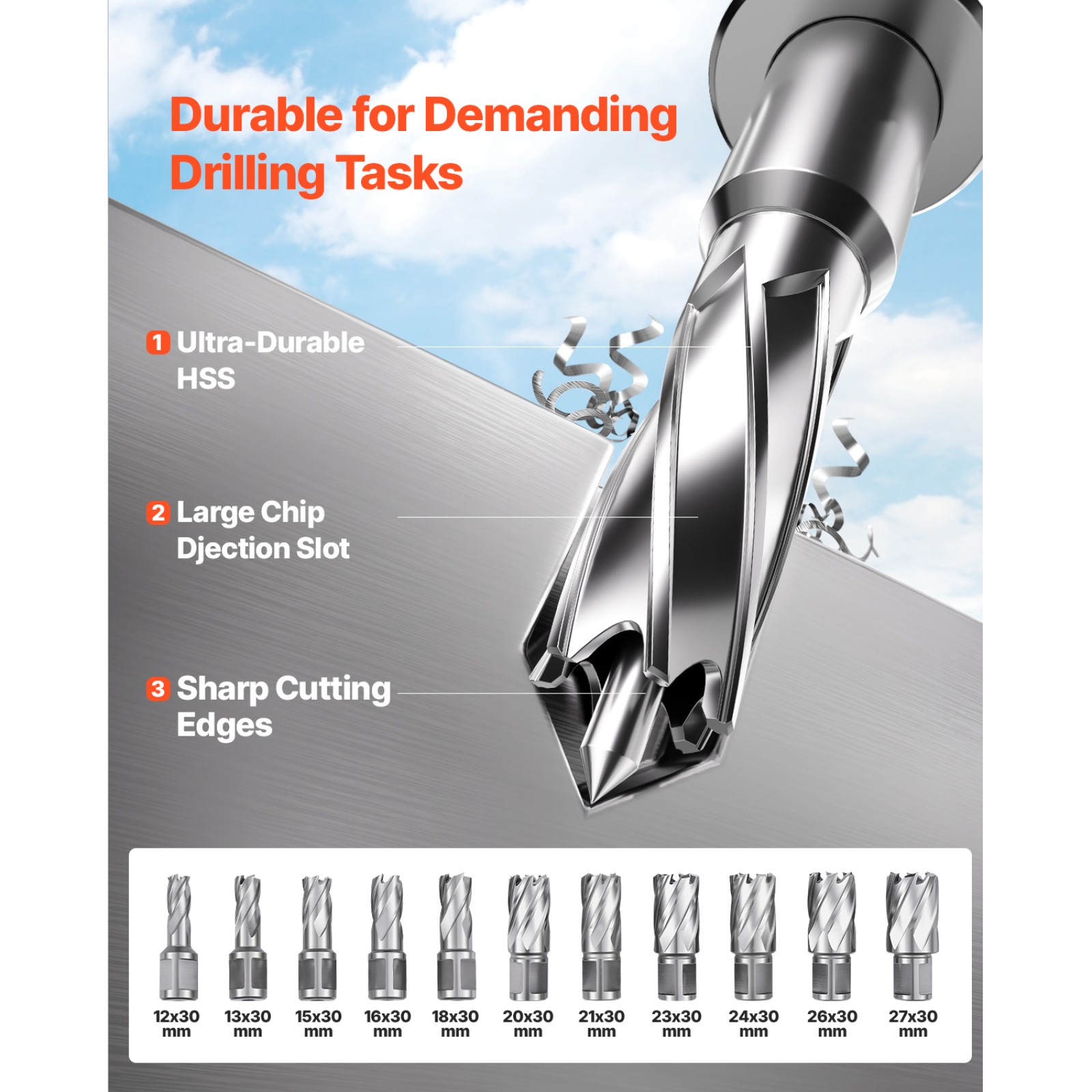 Magnetic Drill Press, 1400W, 1.6 in Boring, 2810 lbf, 800 RPM, w/ 11 Bits