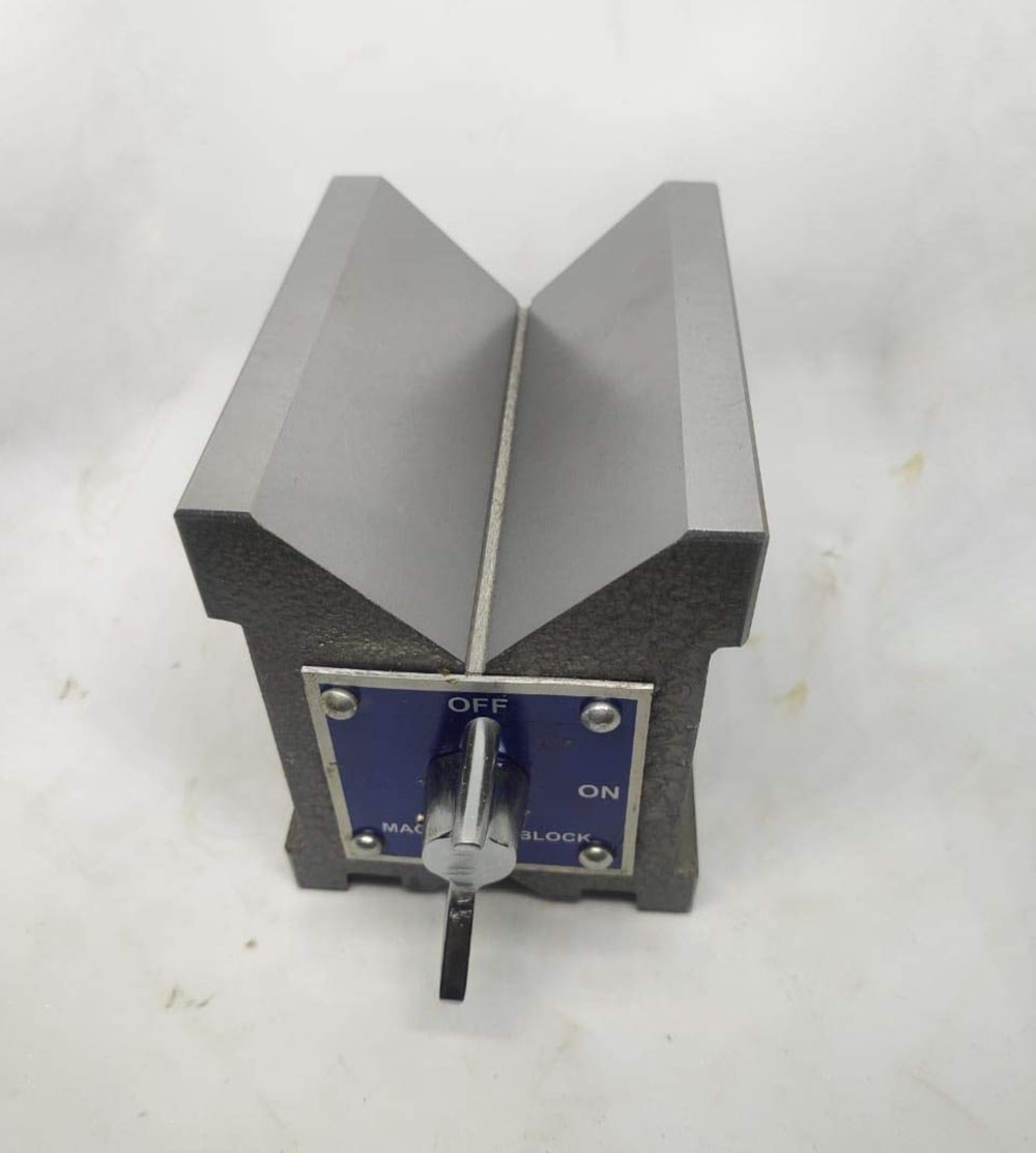 HIGH POWER MAGNETIC V BLOCK ALL SIDES HARDENED GROUND 4″ 100X95X75MM