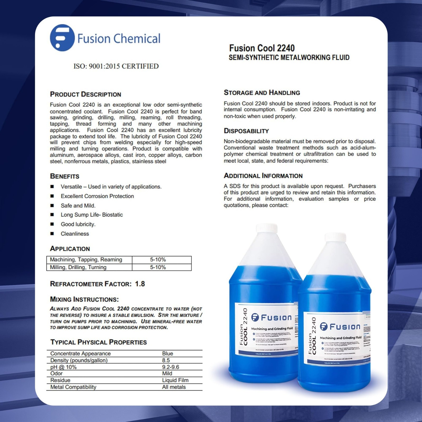 Metal Cutting Oil – Semisynthetic Cutting Fluid for Machine Shops, 1 Gallon, Coo