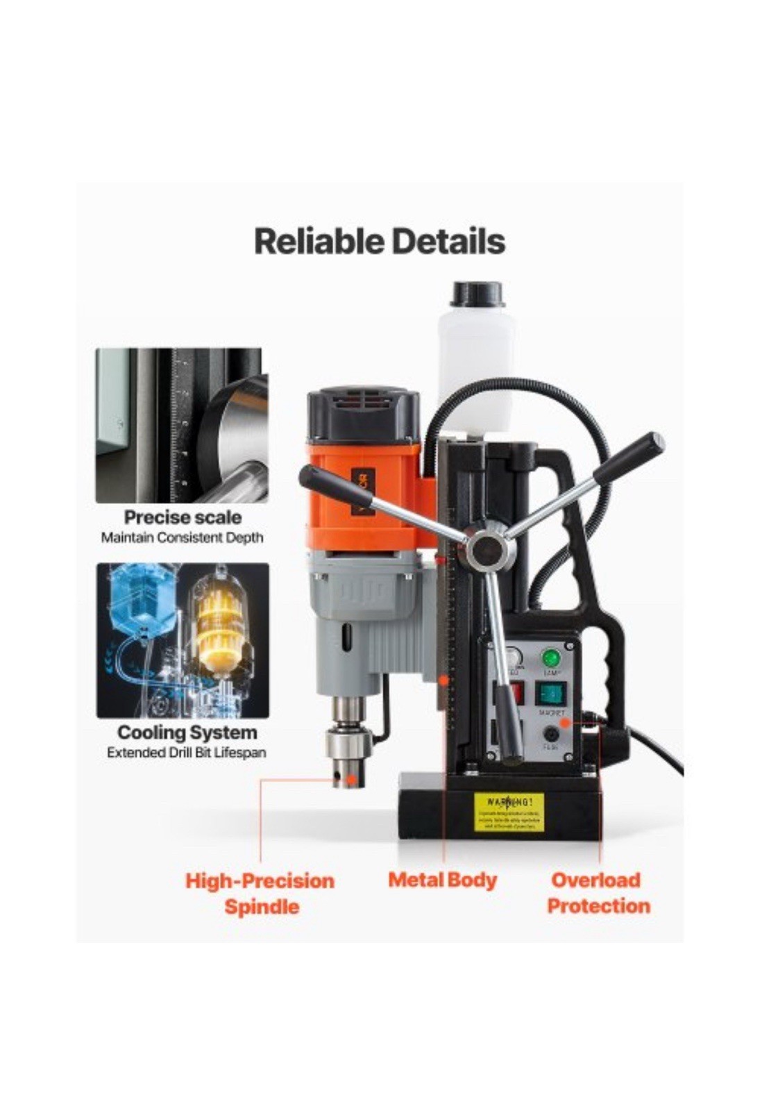 VEVOR Magnetic Drill Press Mag Drill Press 1550 W 2.4 in Boring Dia 0-600 RPM