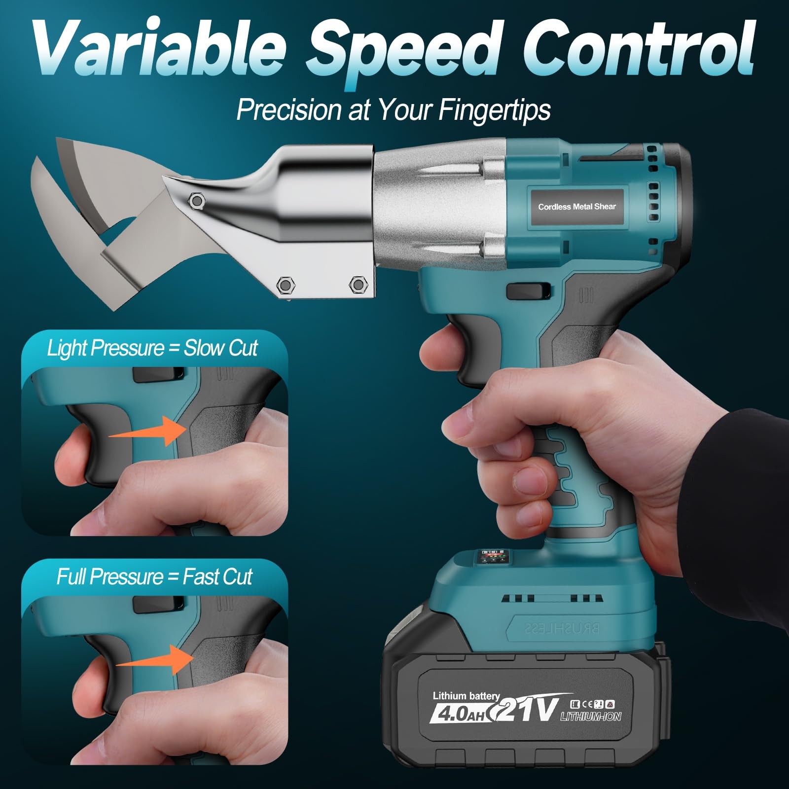Cordless Sheet Metal Cutter, Metal Shear with 2×4.0Ah Battery, Brushless Elec…