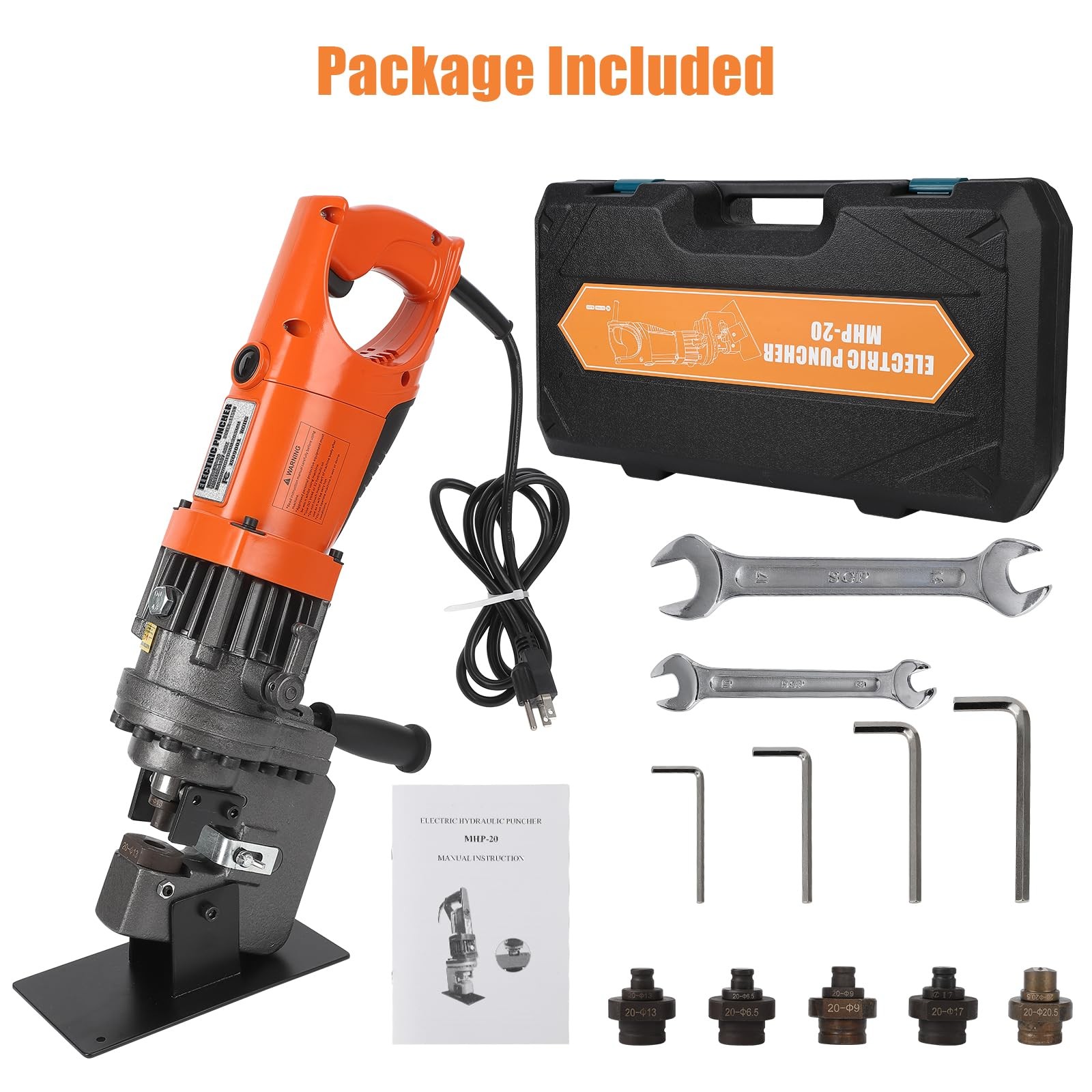 Heavy Duty Hydraulic Hole Puncher 1200W Electric Metal Punch Machine, 110V, 1/4″