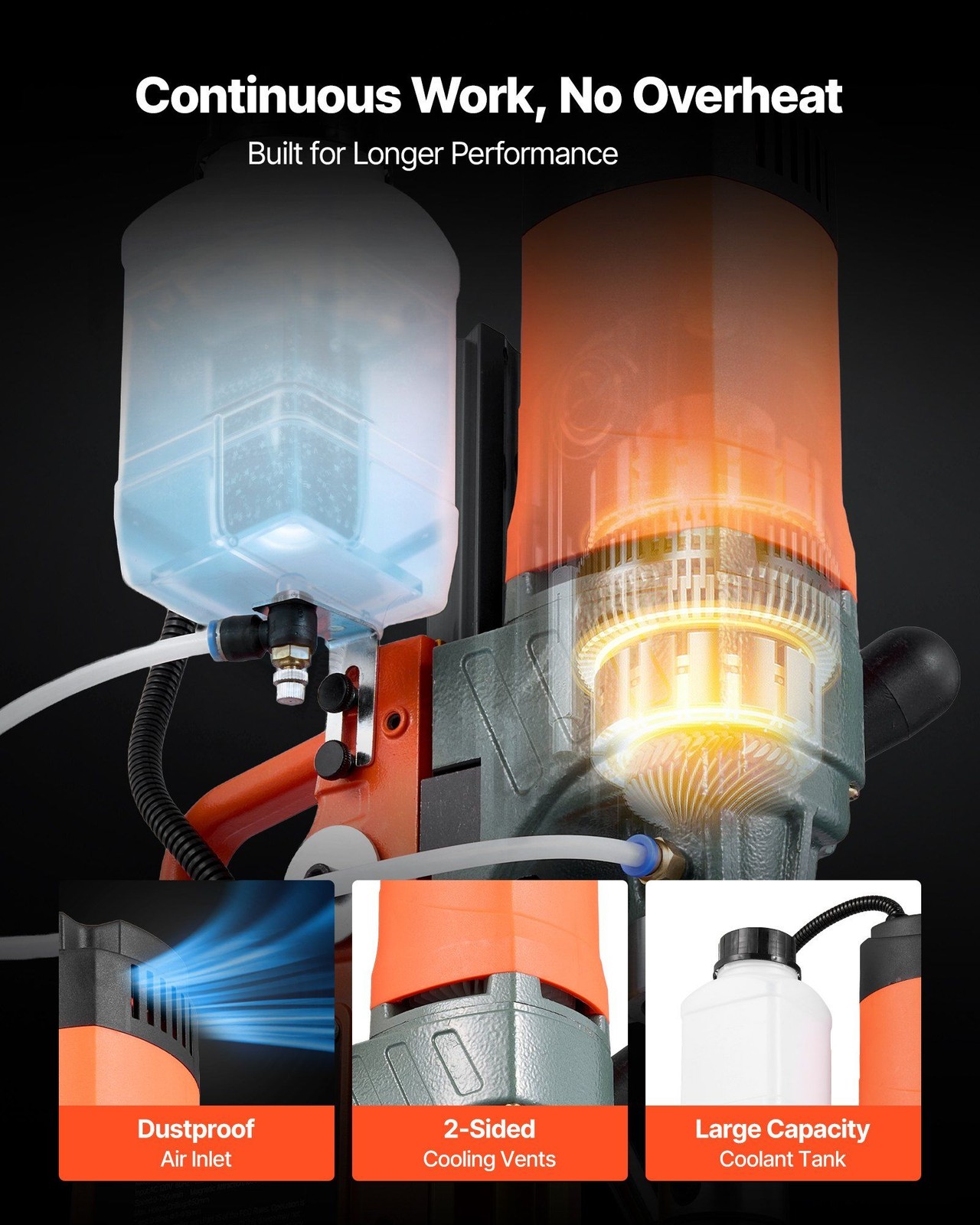 Magnetic Drill Press 1400W, Reversible, 0-750 RPM, 2in Capacity