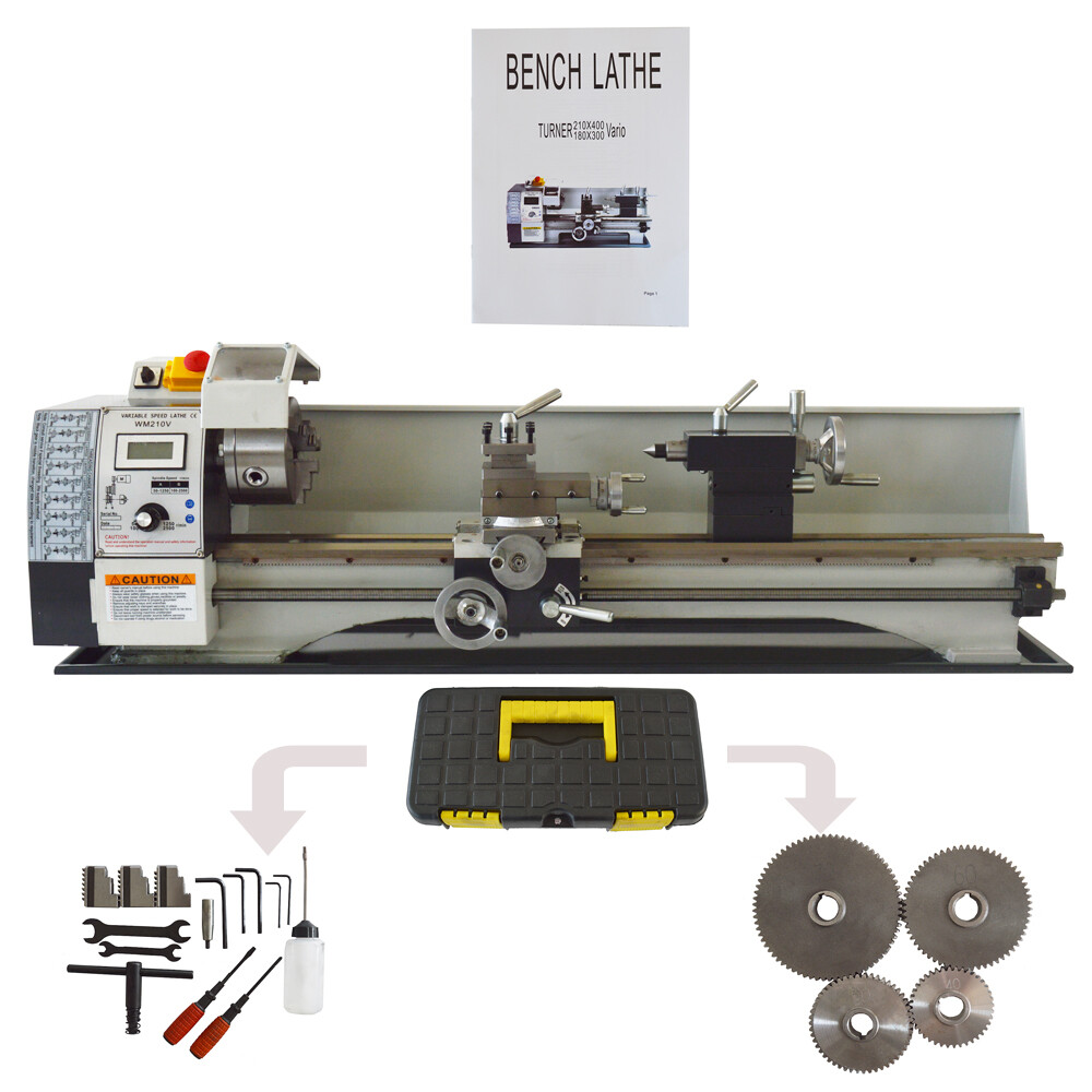 Techtongda Precision Metal Lathe Extended Bench Lathe 900W Brushless Motor 110V