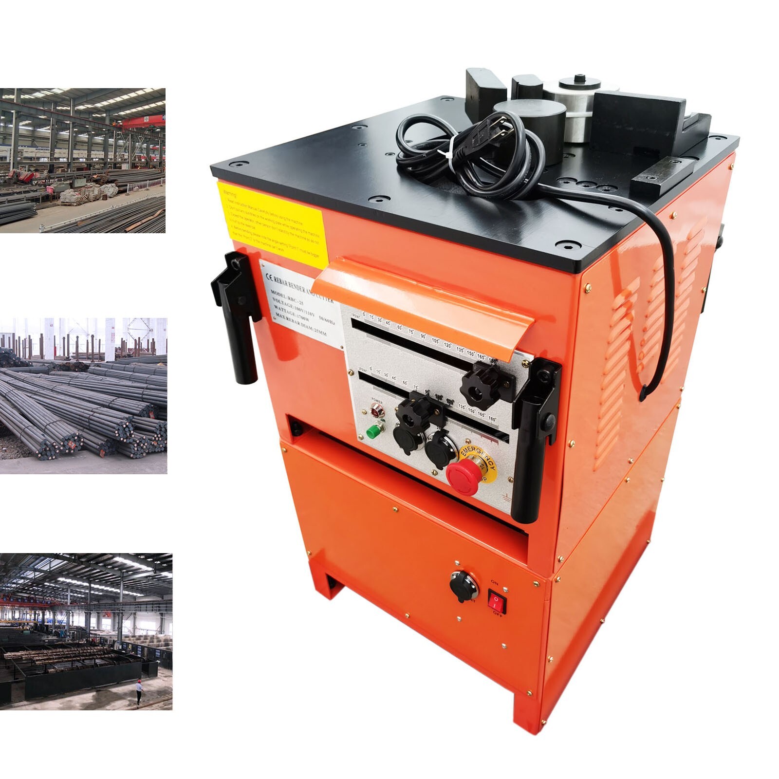 RBC-25 Electric Rebar Bending and Cutting Machine Bench Steel Rod Bender 0-180°