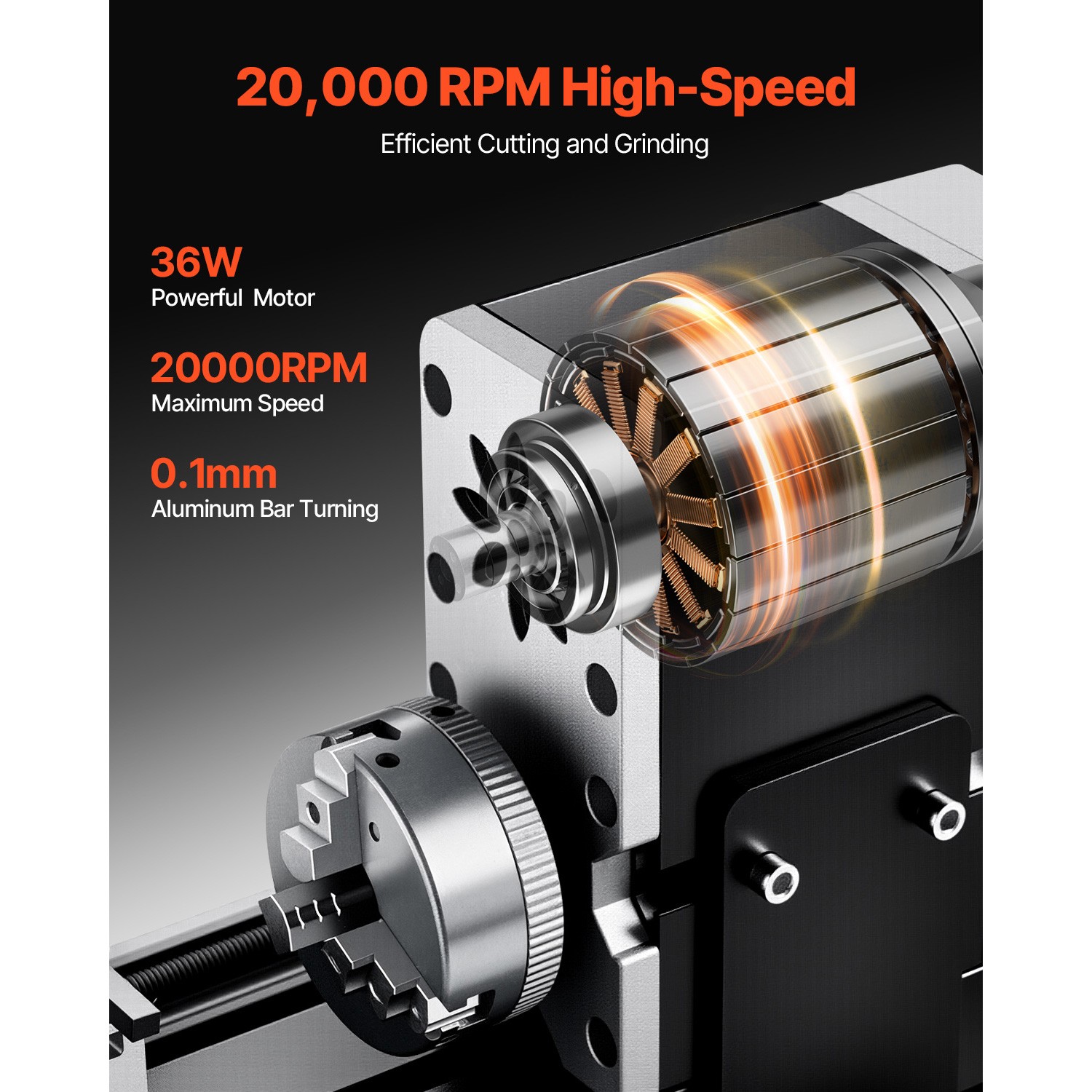 Uimoso Educational Mini Metal Lathe Machine 2.76 x 5.12 in, 36W, 20000 RPM
