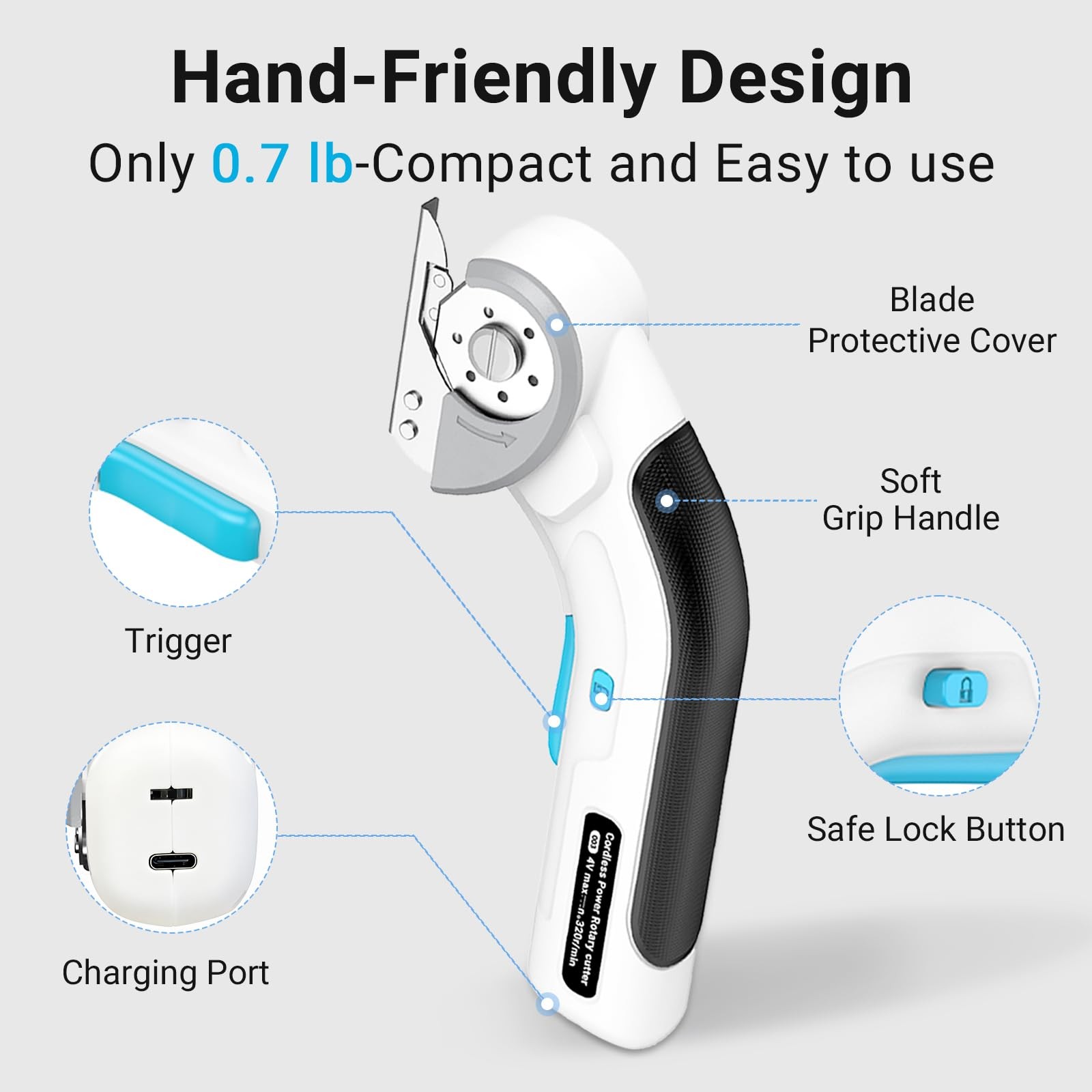 Cordless Electric Scissors 4V Rechargeable Fabric Cardboard Cutter Safety Lock