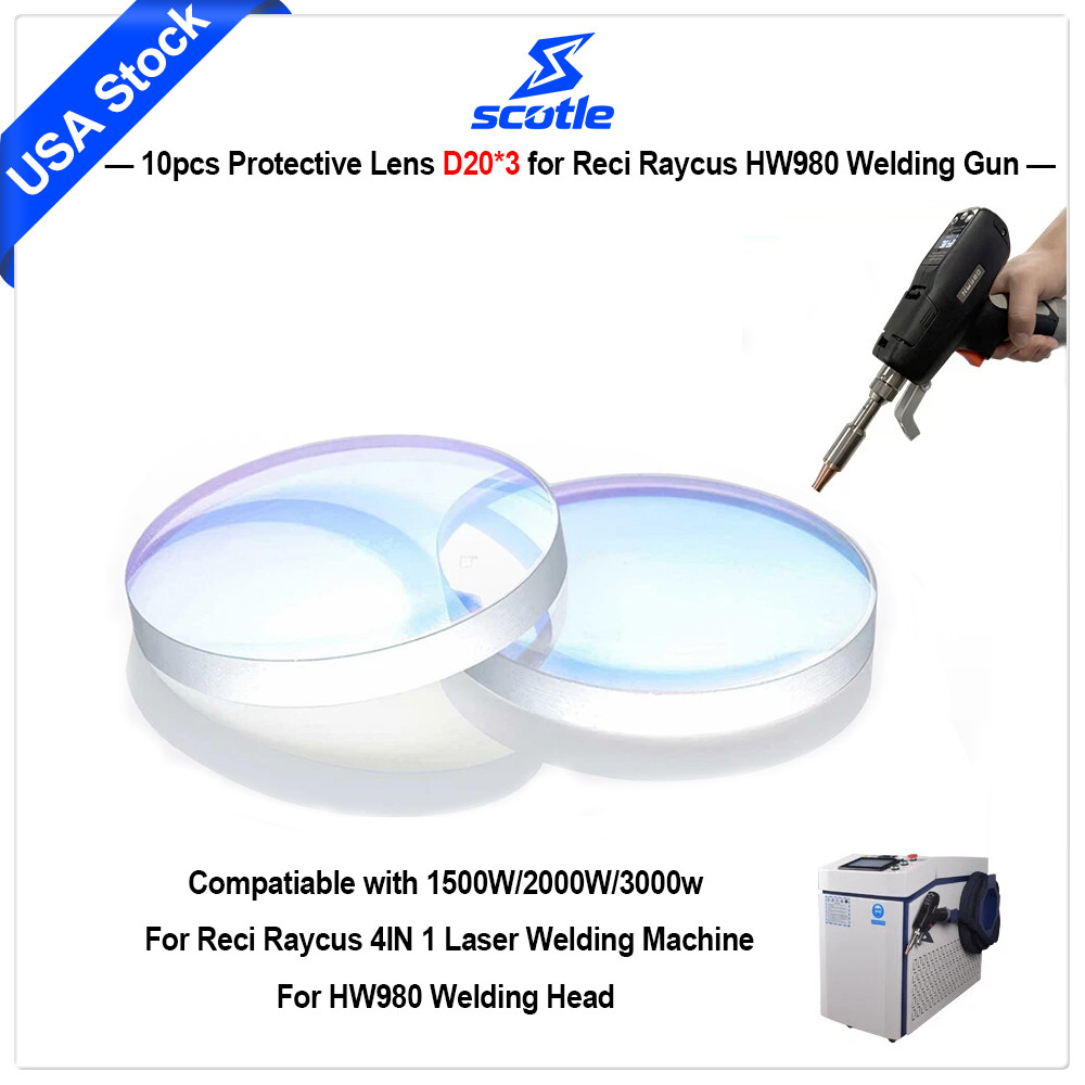 10PCS D20*3mm Protective Lens For RECI Raycus Fiber Laser Welding Machine