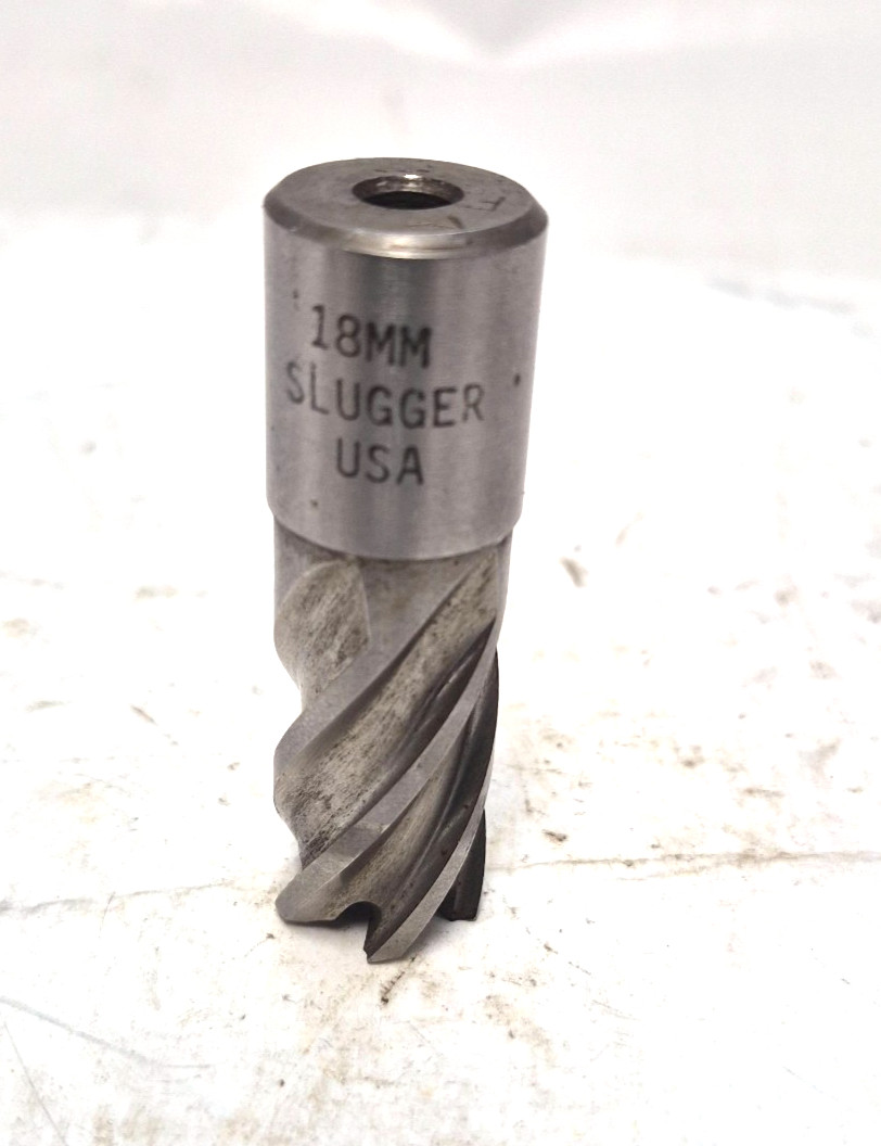SLUGGER 18 MM BIT F7 WELDON FLAT 2-3/8″OAL 1-1/2″LOC 5/16″-PILOT-DIA 5-FLUTE HSS