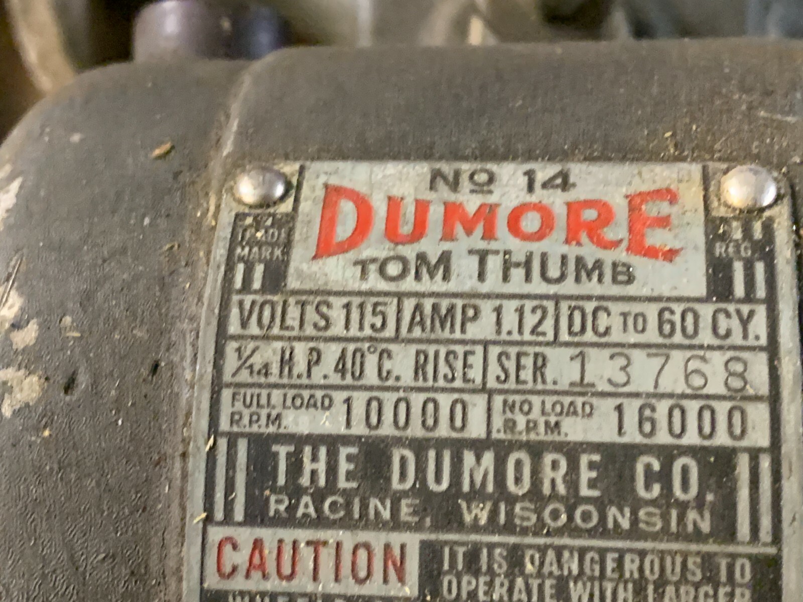 Dumore Tool Post Grinder Tom Thumb #14