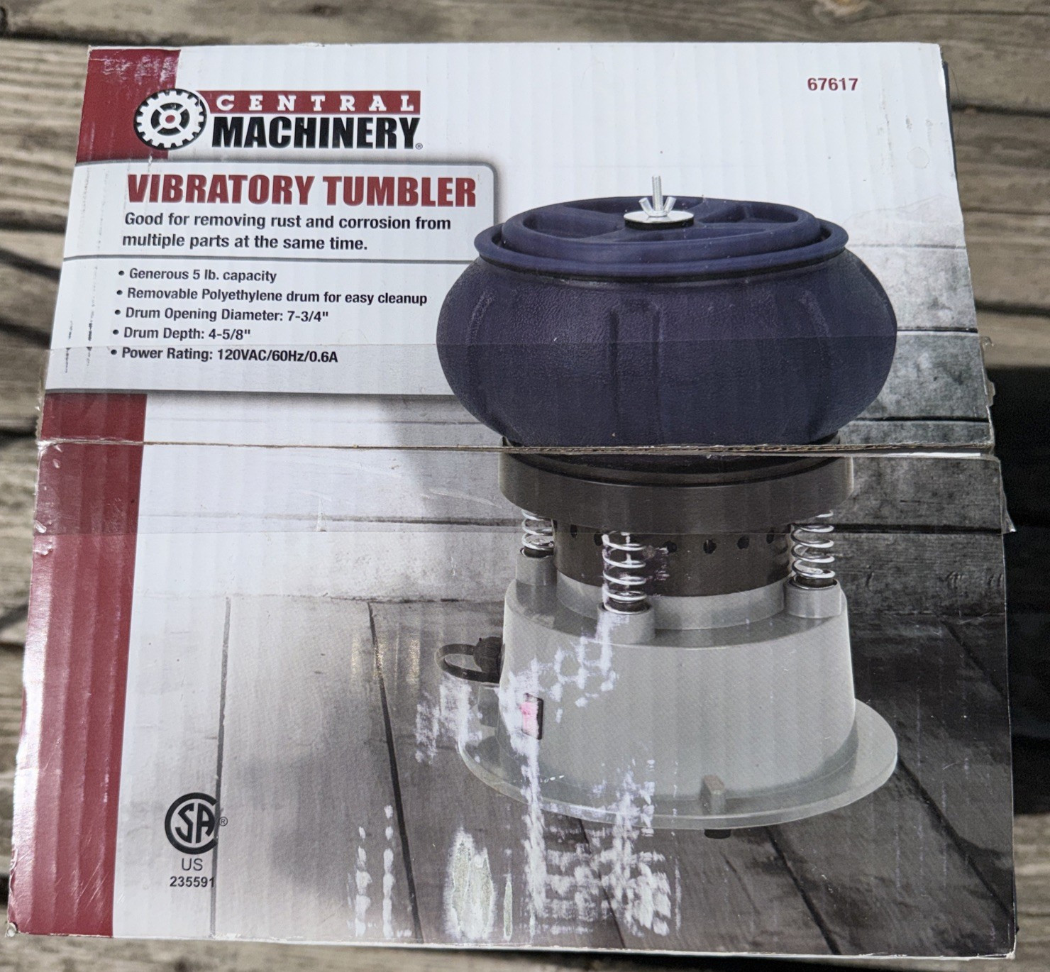 NIB Central Machinery Vibratory Tumbler 5lb Capacity 120 VAC 60 Hz .6A
