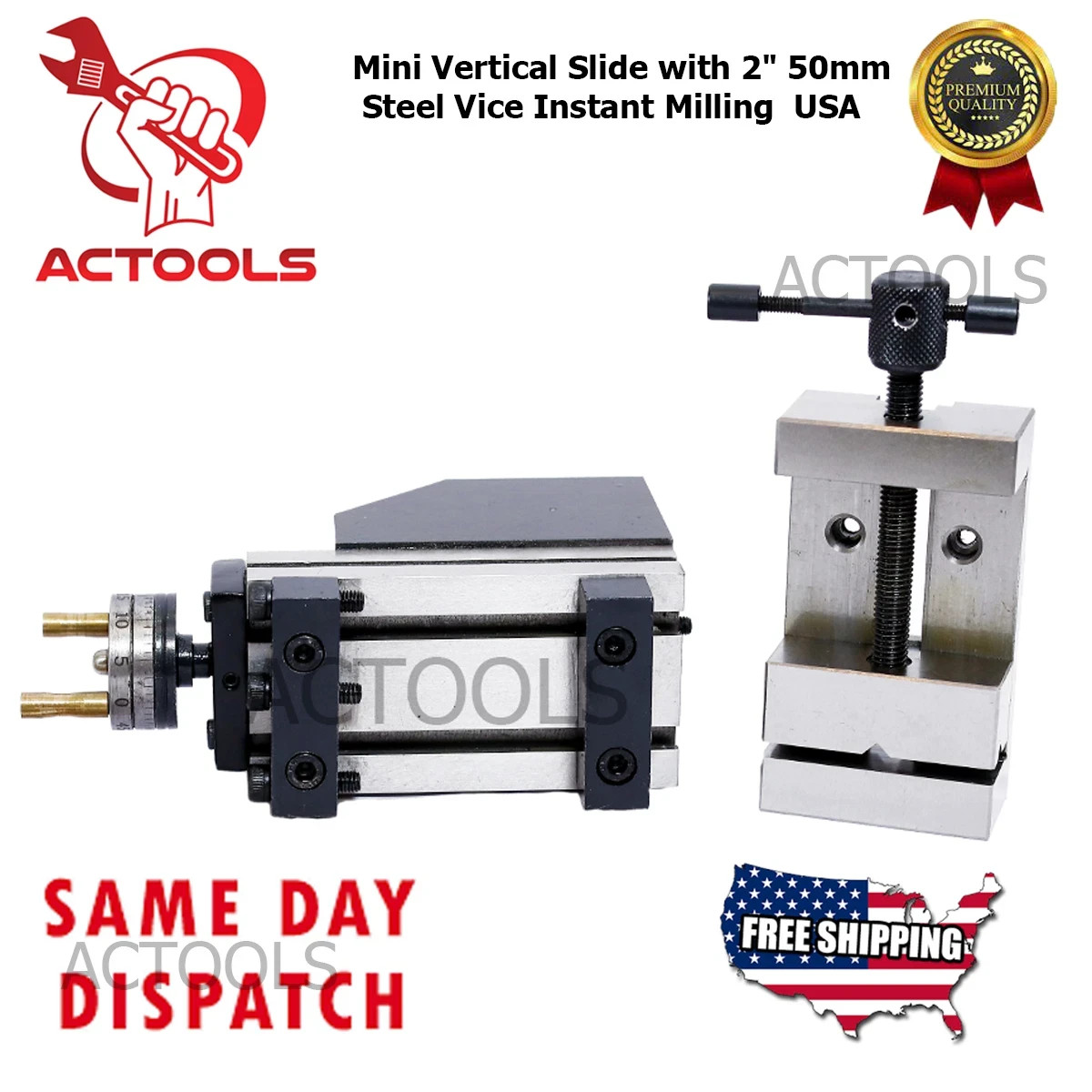 Mini Vertical Slide with Steel Vice Instant Milling 2″ 50mm USA ACTOOLS