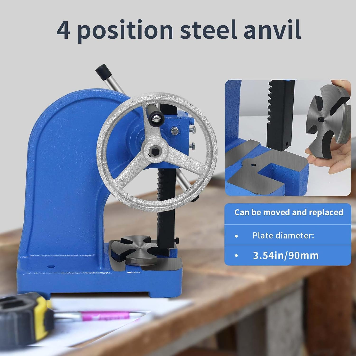 Arbor Press 1 Ton, Ratchet Leverage Press with Handwheel, 5.5″Maximum Height, Ma