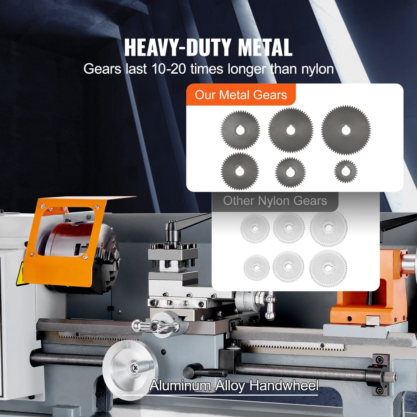 7×13.78in Durable Lathe 500W Motor 0-2200RPM Benchtop Precision Cut